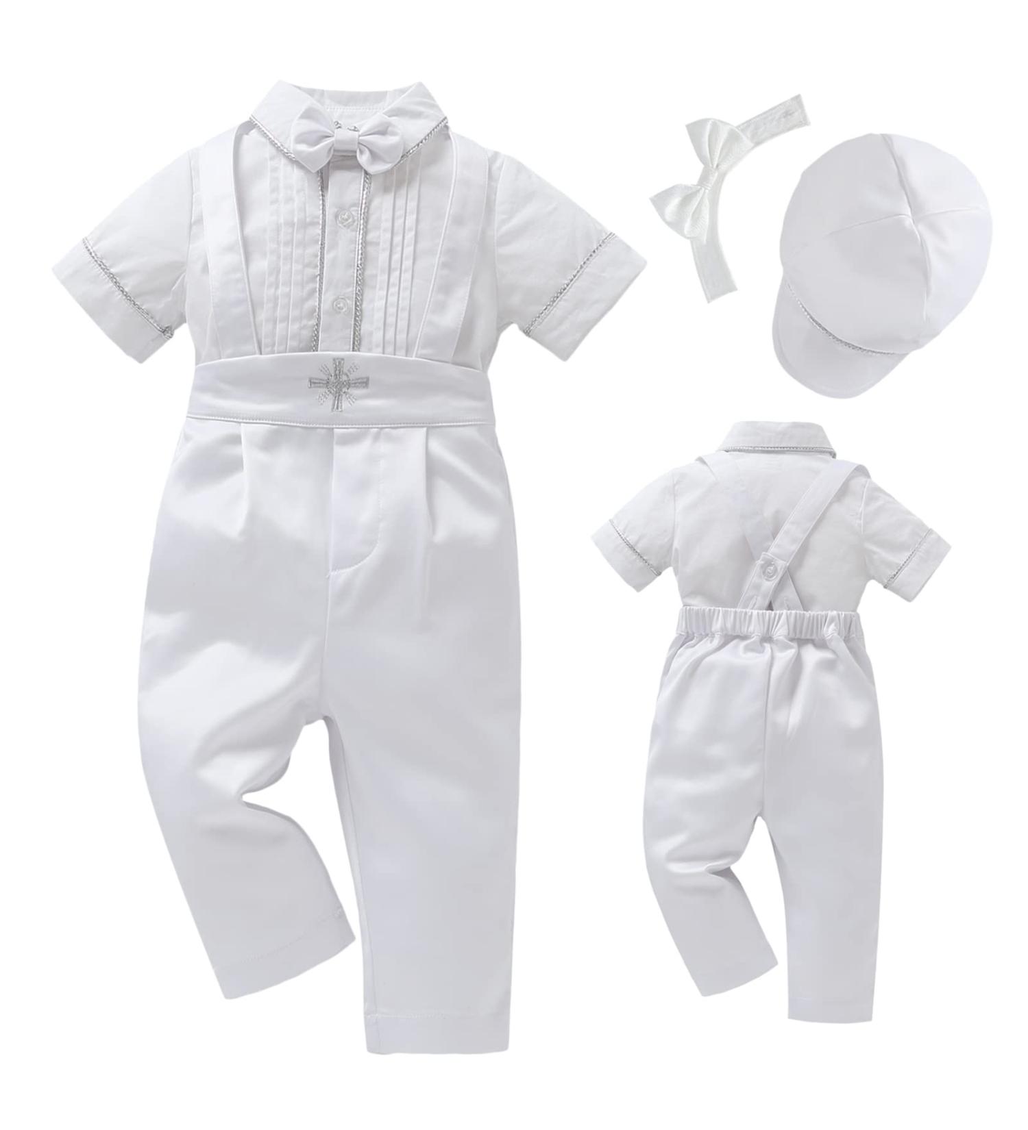 Booulfi Baby Boy's Christening Baptism Outfit Set | Long Sleeve Suit 6-9 Months White - Buy Online on GoSupps.com