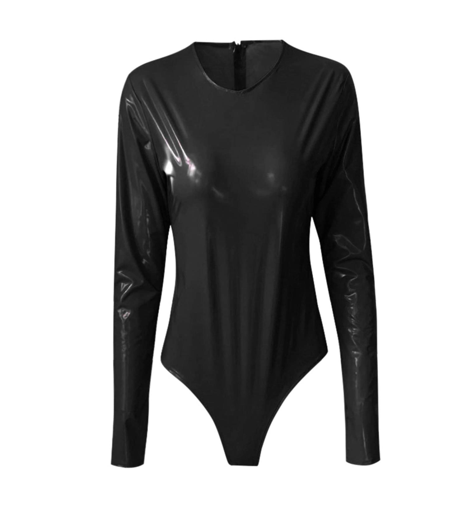 Shop Women's Metallic Body Top - High Cut String Body Wetlook Leotard | Stylish Leather Look Costume - Buy Online on GoSupps.com