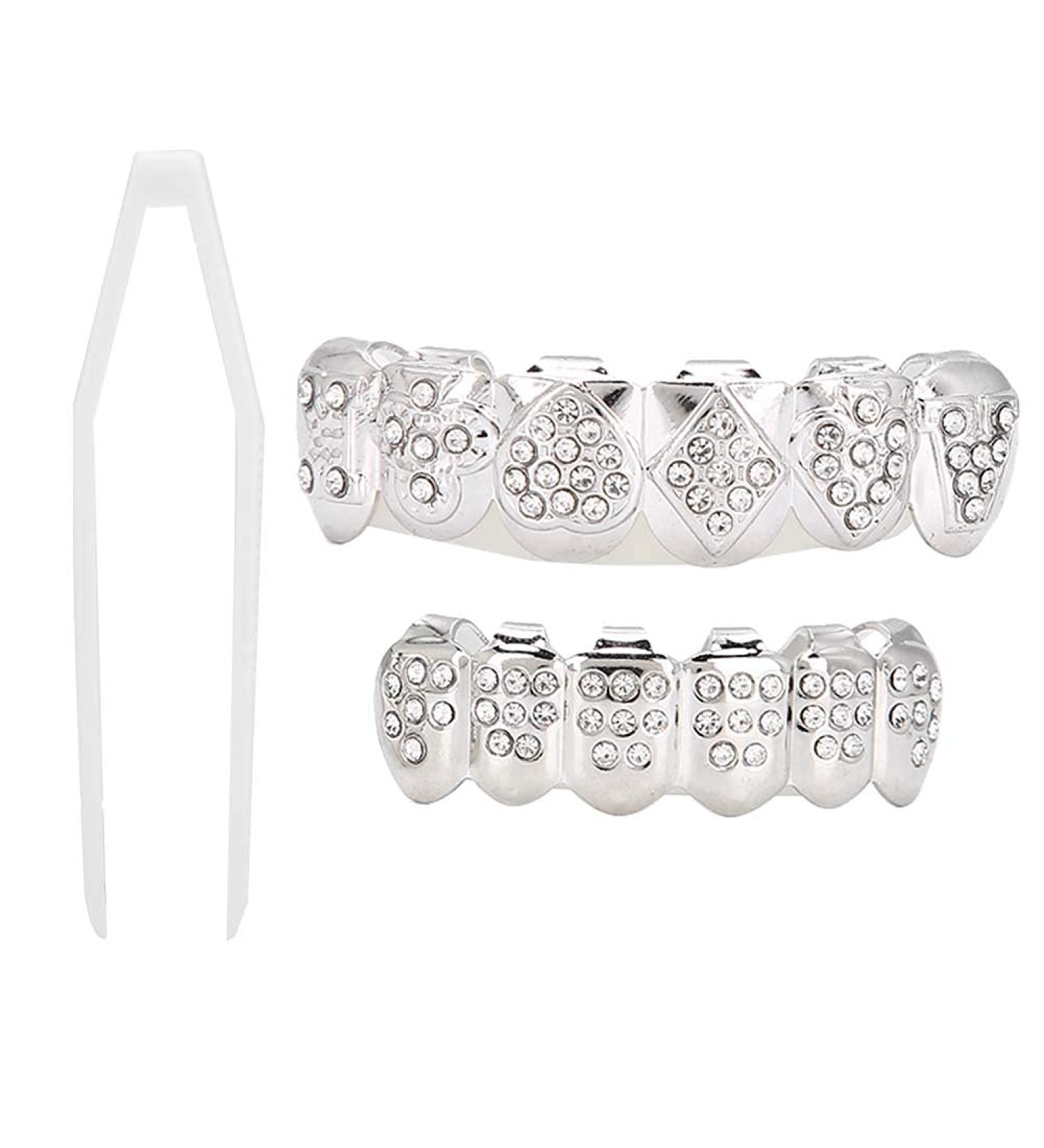 Buy Gold Teeth Grills - Hip Hop Prop Accessories for Rapper Costumes & Cosplay | Silver Suit - Buy Online on GoSupps.com