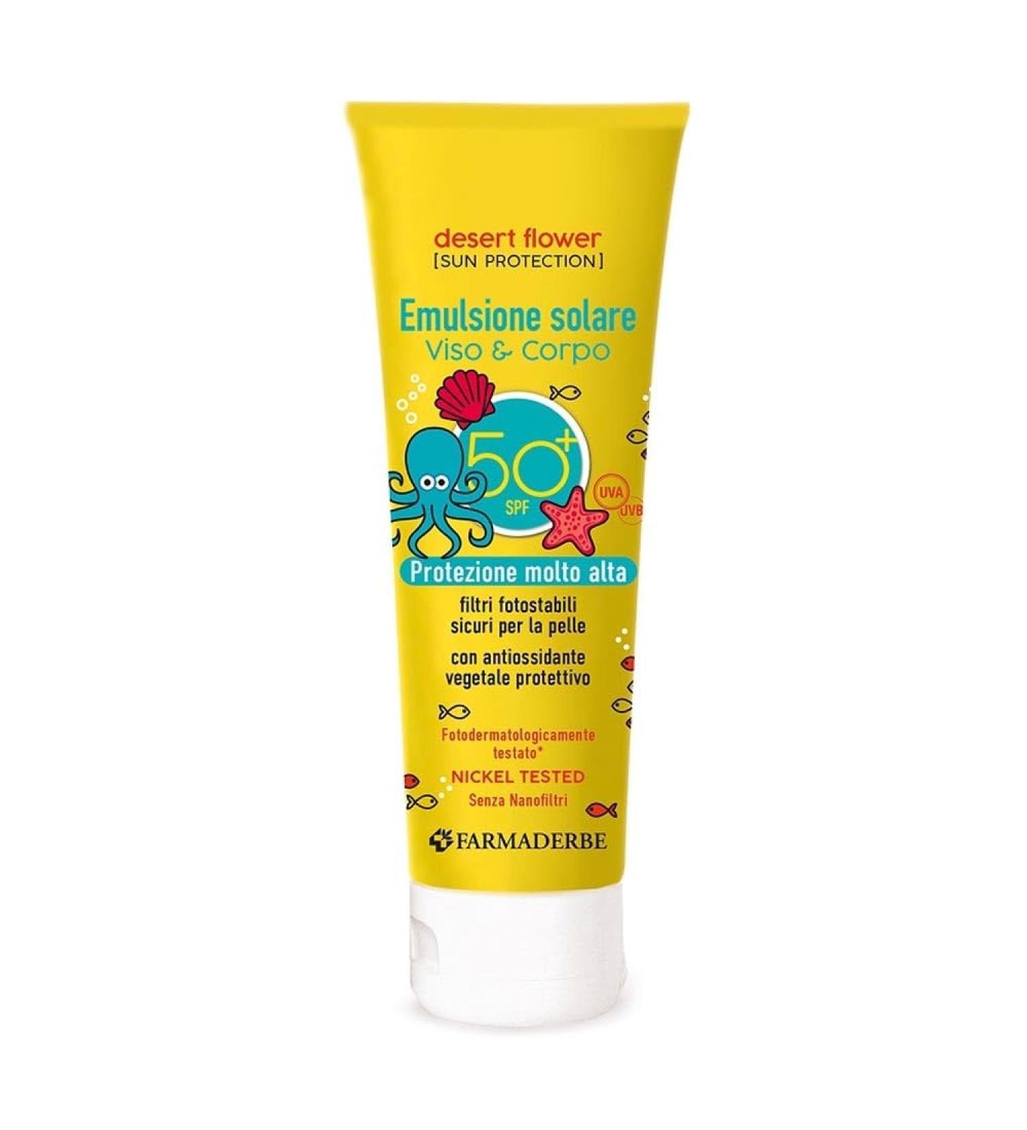 Farmaderbe Farmaderbe Desert Flower SPF50+ Bimbi Face and Body Sunscreen Emulsion 125 ml