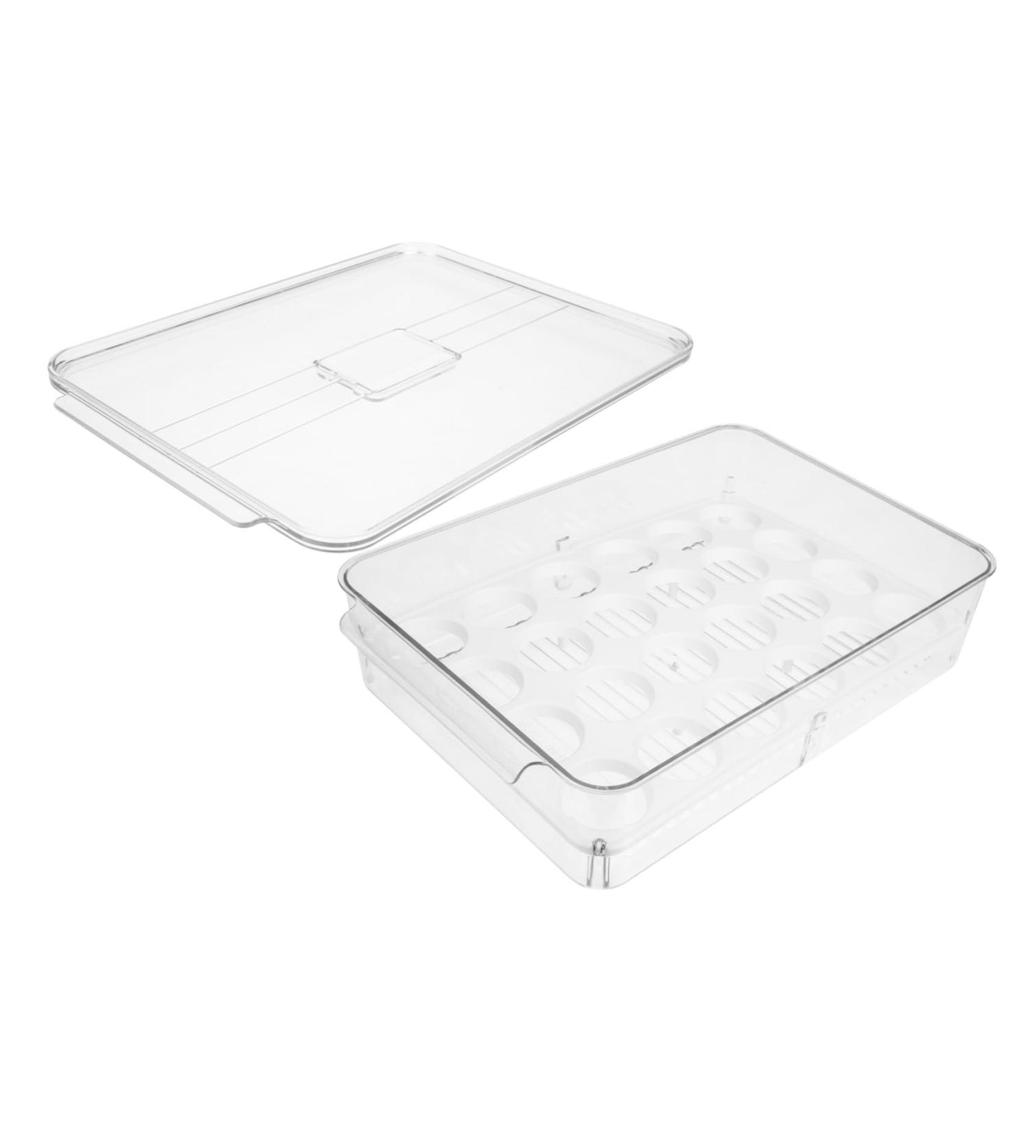 OSALADI Box Plastic Serving Tray Plastic Eggs Egg Tray Refrigerator Vegetables Holder Drawer Egg re-usable Transparent 32.5x22.5cm - Buy Online on GoSupps.com