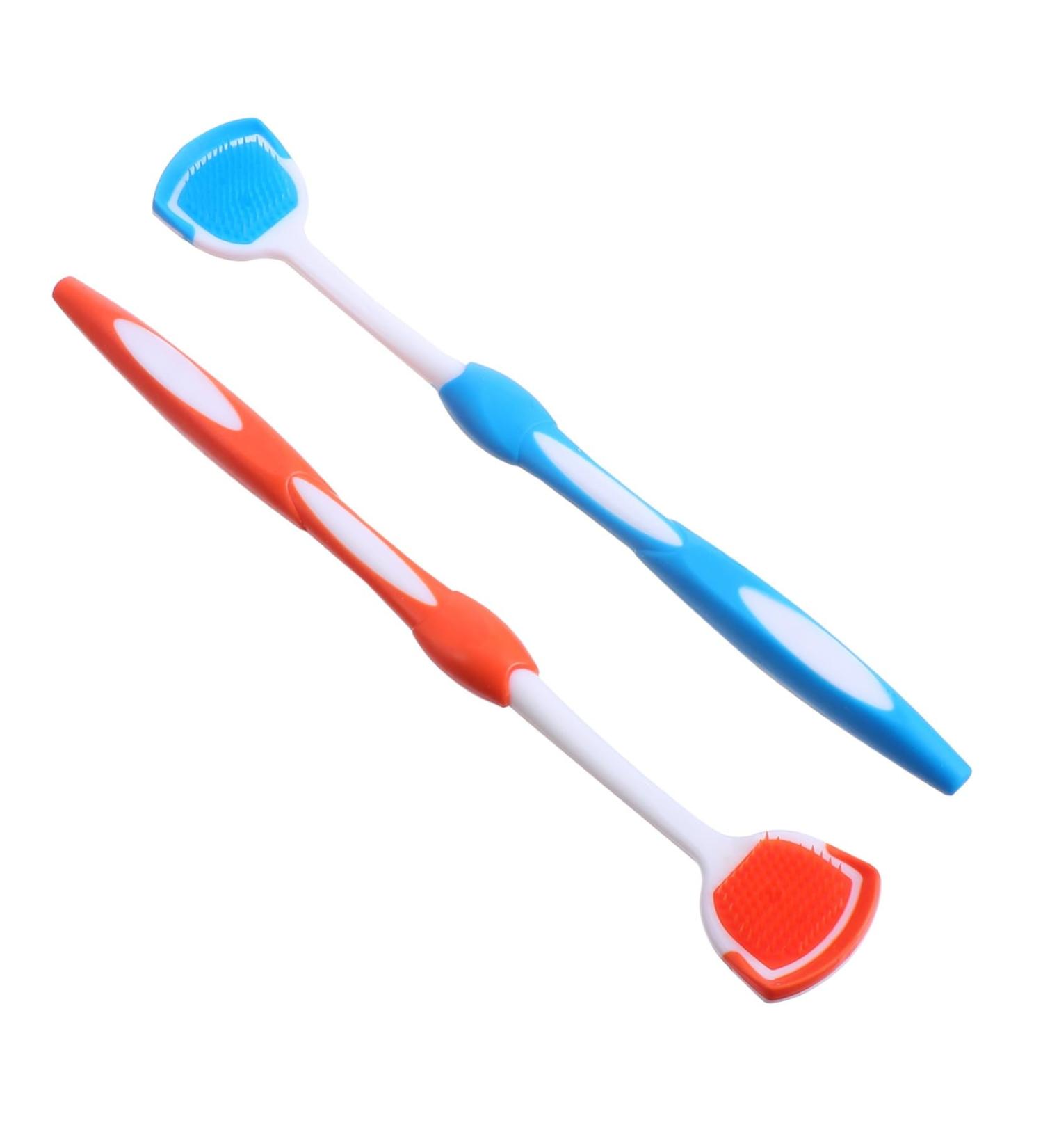 CliSpeed 2ST Tongue Cleaning Brush - Reusable Stainless Steel Oral Care for Fresh Breath Blue 19.5x3x0.6cm - Buy Online on GoSupps.com