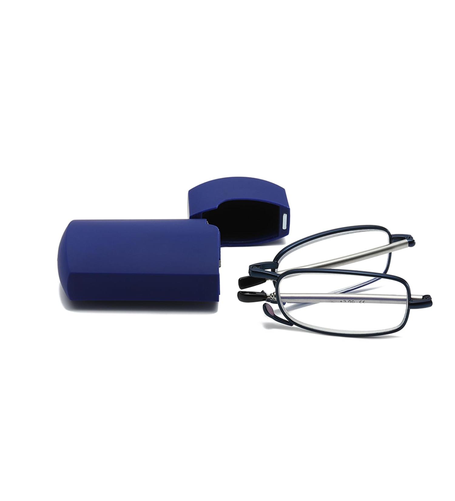 Hubeye Foldable Reading Glasses - Stainless Steel Anti-Blue Visual Aid for Men & Women | 1.00 Diopter with Hard Shell Case - Buy Online on GoSupps.com