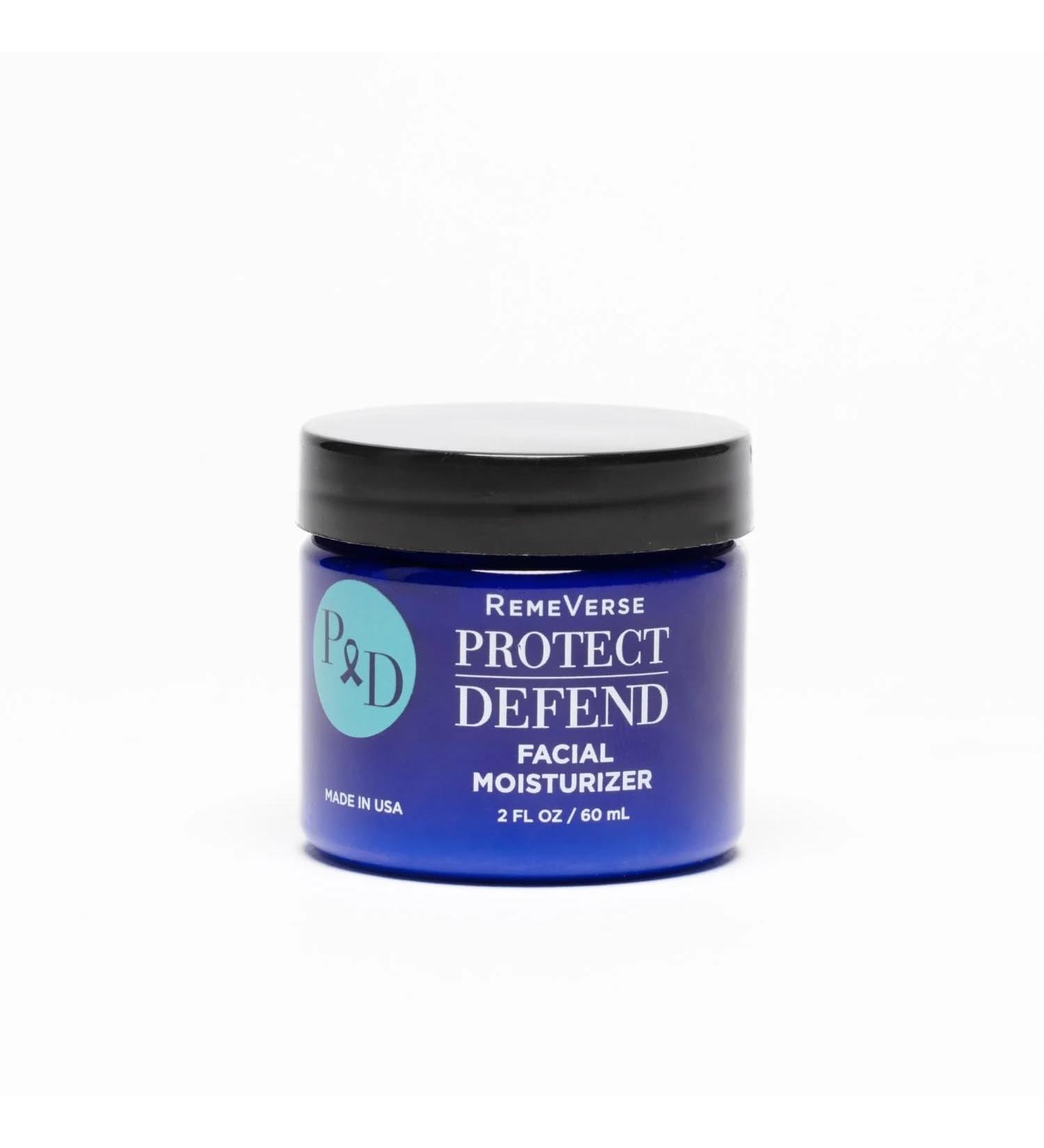 Protect & Defend Facial Moisturizer for Sensitive Skin During Chemo - Anti Aging Hydration Fragrance Free Face Cream with Hyaluronic Acid Peptides Glycerin & Collagen - Made in USA - 2oz