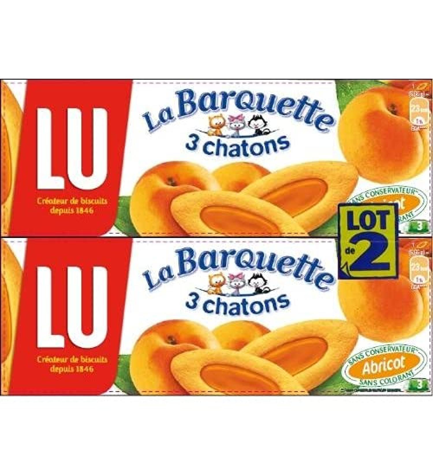 G n rique Apricot Kittens Biscuit Tray 240g - Delicious jam-filled biscuits from LU BARQUETTE - Pack of 4