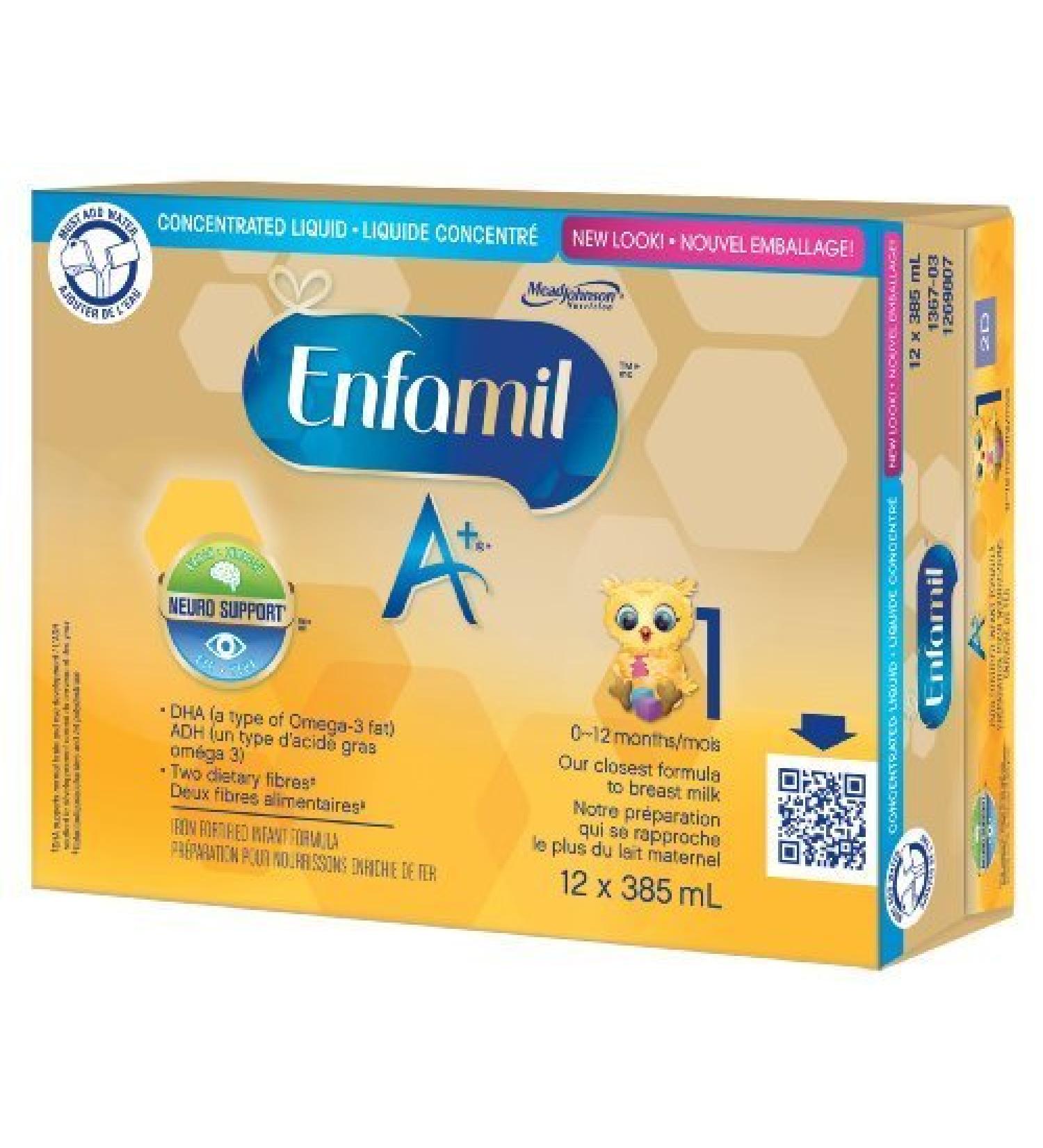 Enfamil A+ Infant Formula Concentrated Liquid Cans 385mL 12 pack