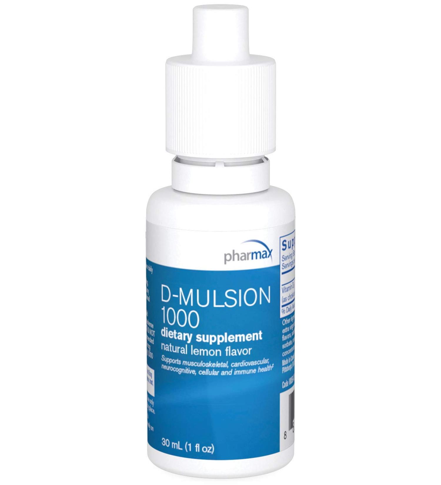 Pharmax D-Mulsion Liquid Vitamin D 1 fl. oz. Citrus Flavor - Emulsified for Better Absorption - Buy Online on GoSupps.com