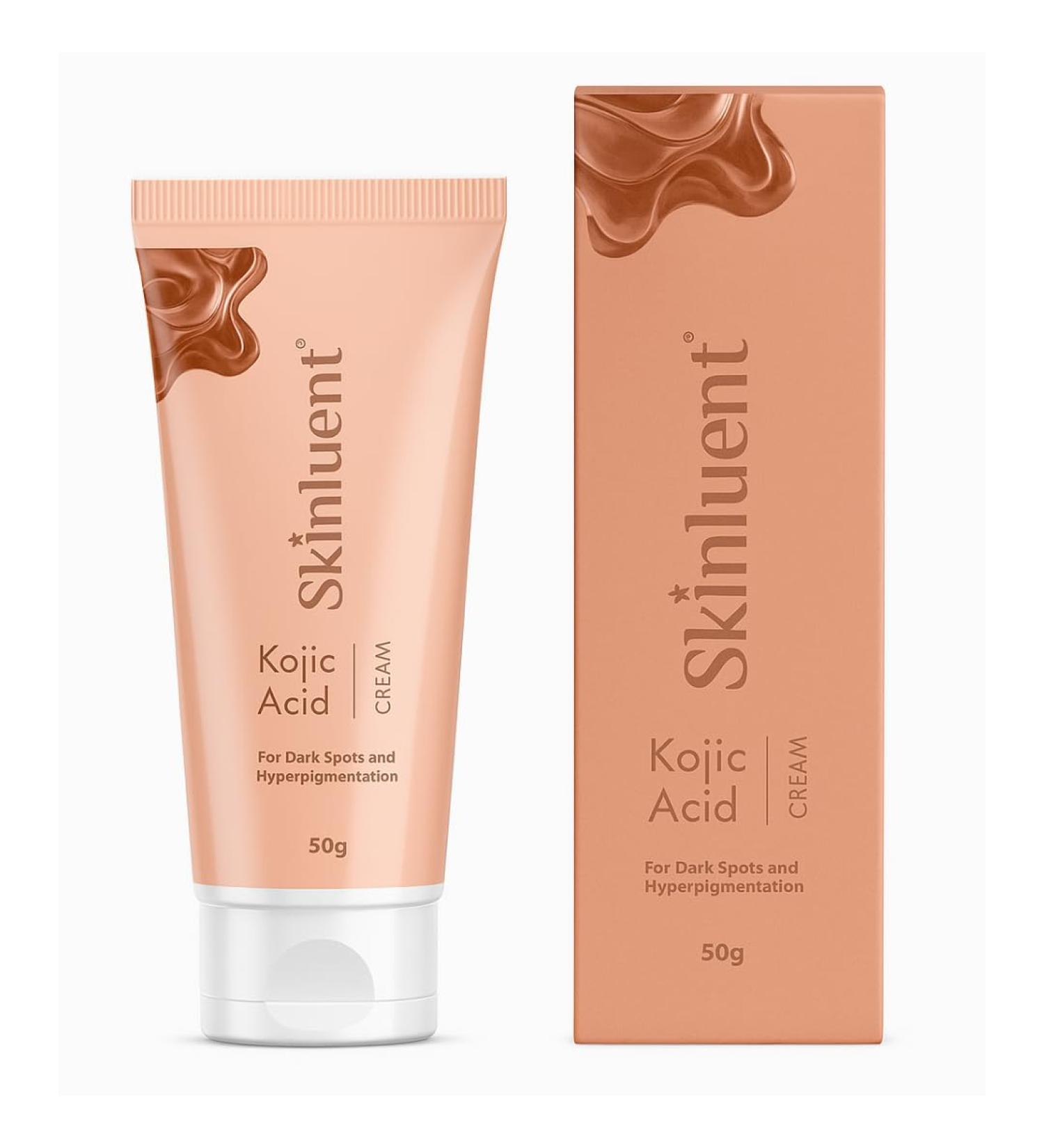 Skinluent Kojic Acid Face Cream with Vitamin C Allantoin & Niacinamide for Dark Spots Hyperpigmentation & Uneven Skin Tone Lightweight Formula 50g - Buy Online on GoSupps.com