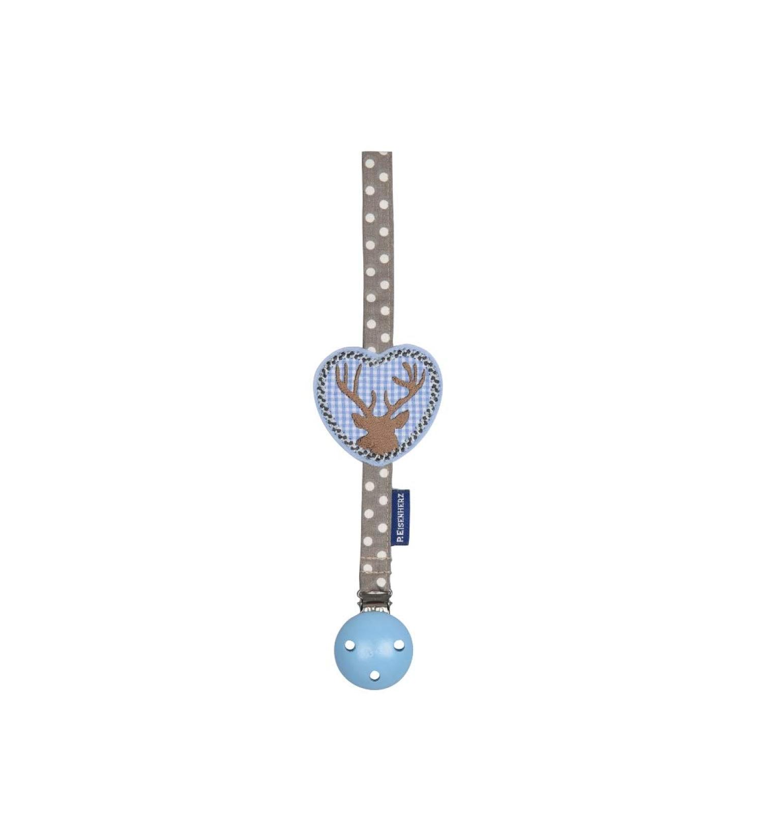 P.Eisenherz pacifier strap - deer BUAM - light blue