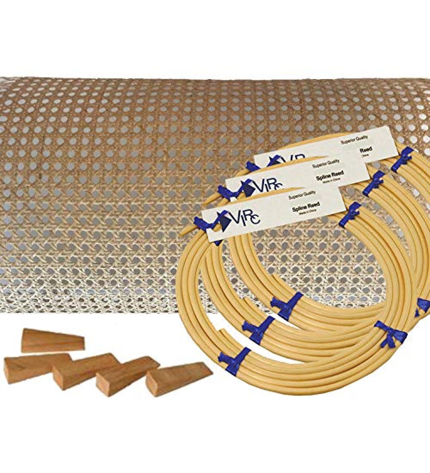 Pressed Cane Webbing Kit 1/2 Fine Open Mesh with splines  Wedges and Instructions - Buy Online on GoSupps.com