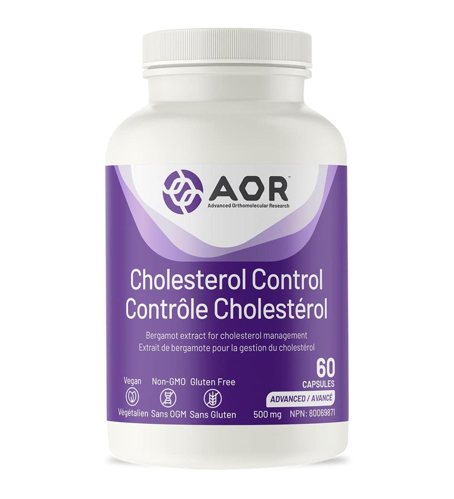 AOR - Cholesterol Control 60 Caps - Citrus Bergamot Supplement for High Cholesterol Health - Anti Inflammatory Blood Vessel Lower Triglycerides and Cardio Heart Health Supplement - Bergamot Extract - Buy Online on GoSupps.com