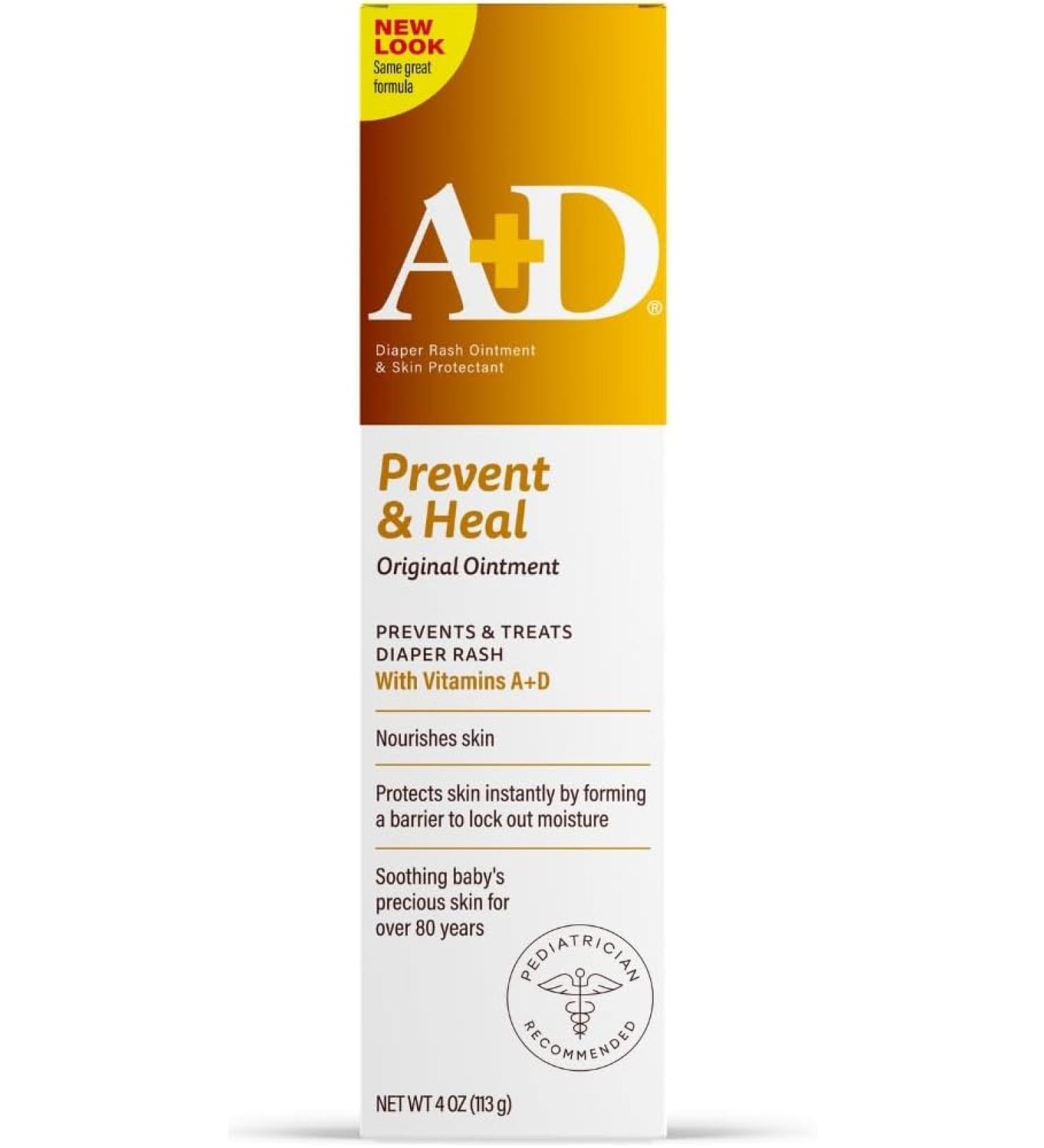 A+D Original Diaper Rash Ointment Prevents & Treats Diaper Rash Protectant Ointment - Moisturizing Skin With Vitamins A&D - 4oz - Buy Online on GoSupps.com