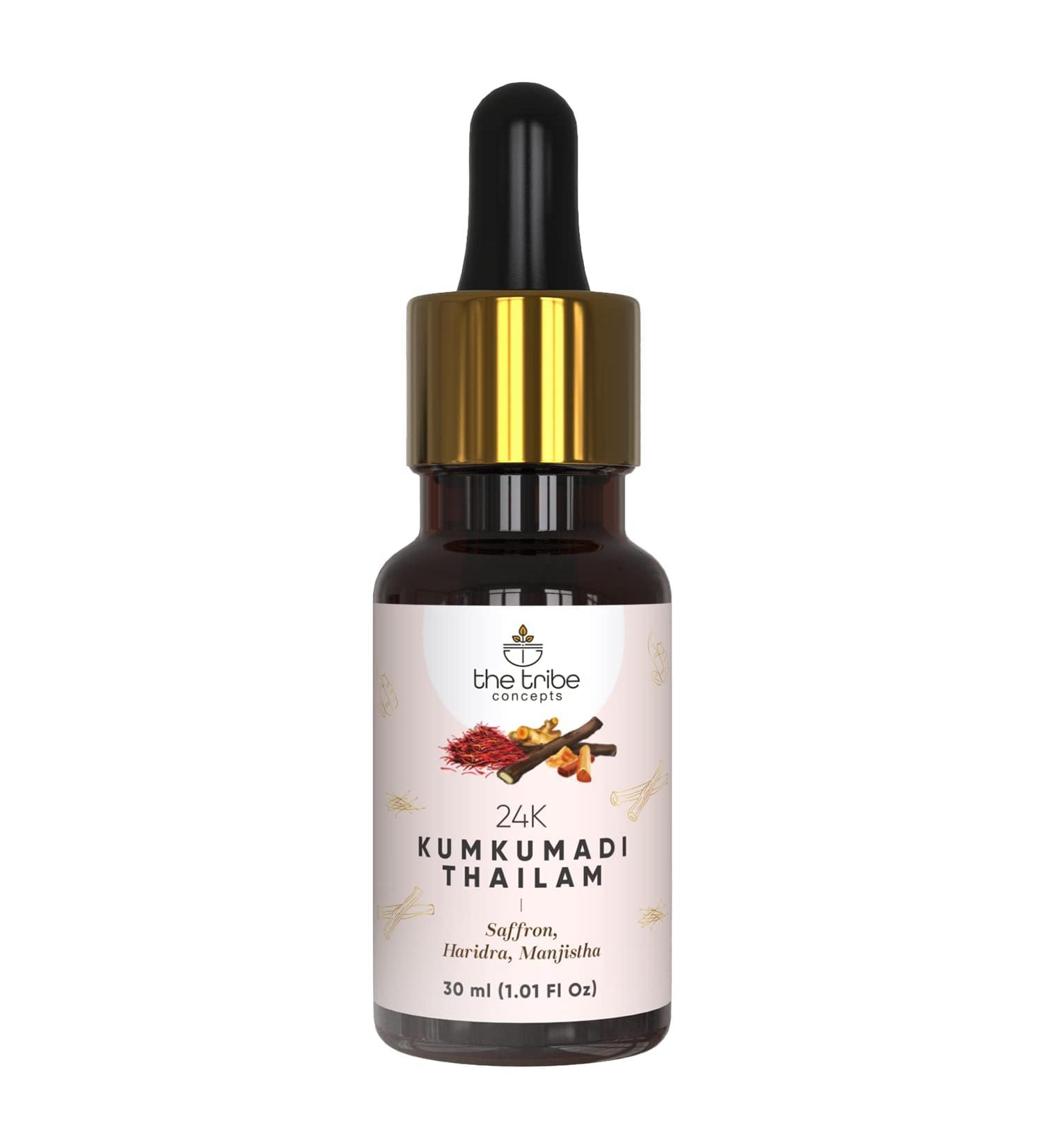 PUB Concept 24k Kumkumadi Thailam - Skin Brightening Oil with Saffron & Sandalwood | 100% Natural & Chemical Free - 30ml - Buy Online on GoSupps.com