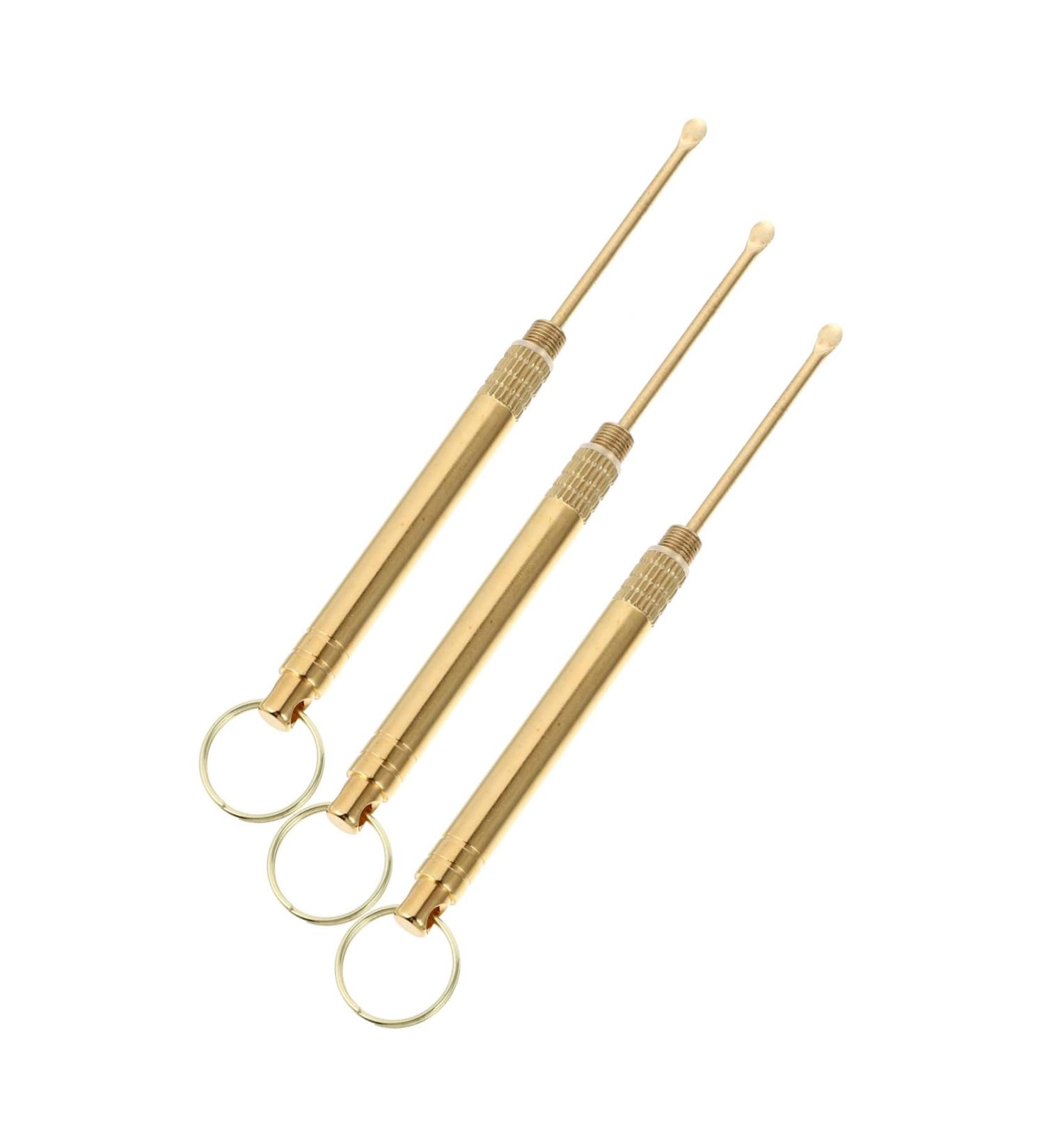 GOOHOCHY 3pcs Brass Ear Cleaning Kit Durable Ear Wax Removal Tools for Home Use for Oily and Dry Wax Portable and Easy to Clean - Buy Online on GoSupps.com