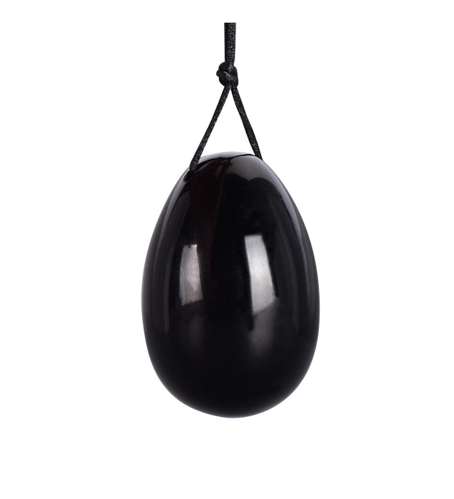 Natural Black Obsidian Yoni Jade Egg - Kegel Fitness Equipment for Muscle Toning & Tightening | Large Size - Buy Online on GoSupps.com