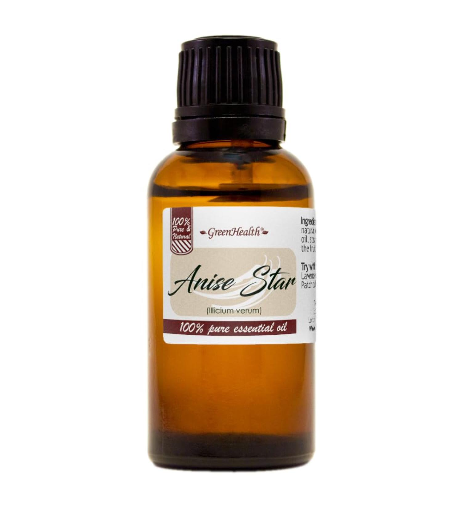 Anise Star Essential Oil - 1 fl oz (30 ml) Glass Bottle - 100% Pure Essential Oil - GreenHealth - Buy Online on GoSupps.com