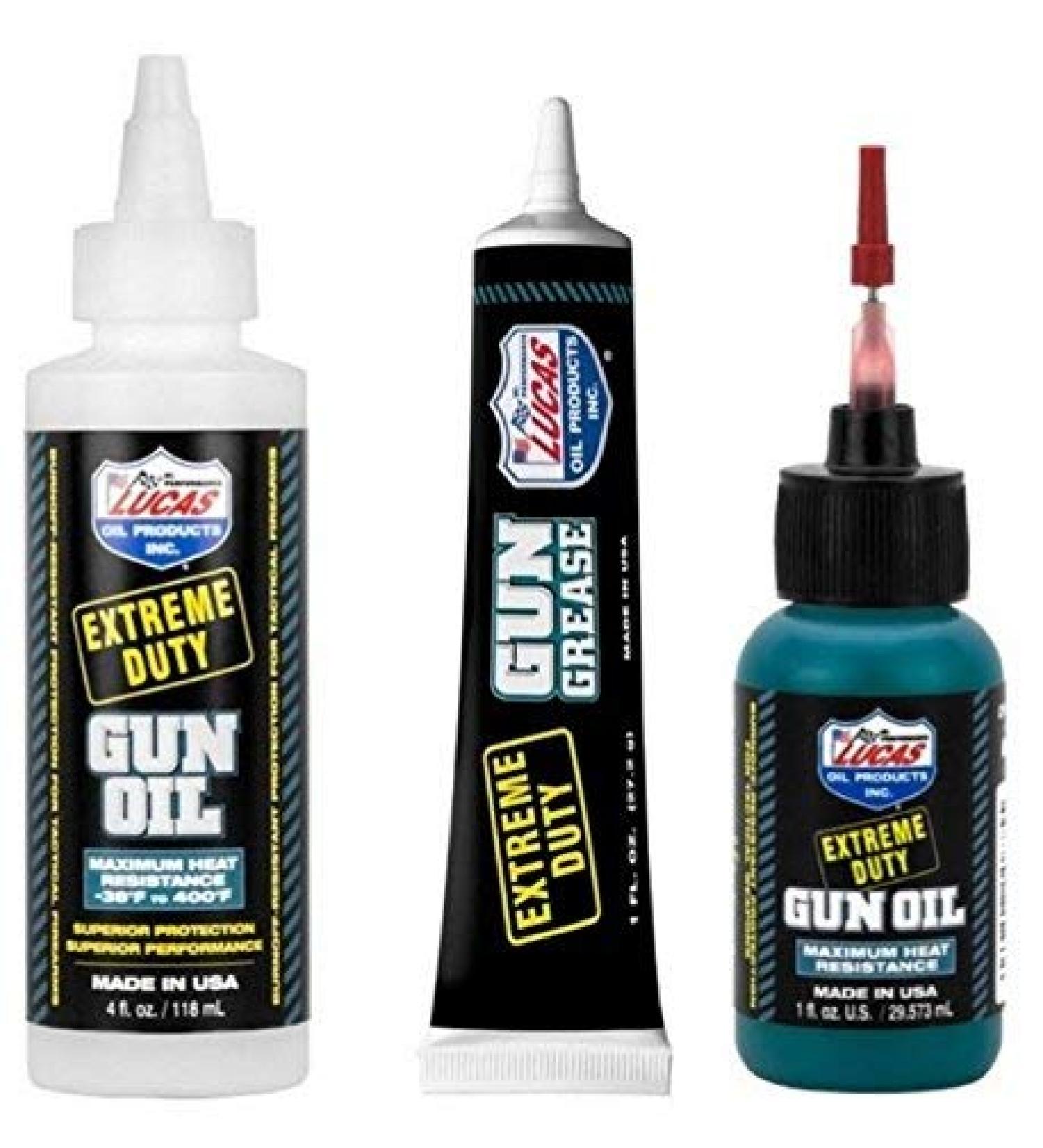 Prompt Lucas Extreme Duty 4oz Gun Oil 10877 - Grease Tube 10889 - Needle Oiler 10875