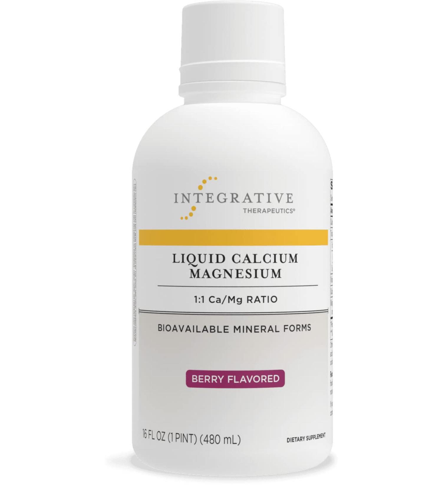 Integrative Therapeutics Liquid Calcium Magnesium with Vitamin D3 - 1:1 Ca to Mg Ratio - Berry Flavor - 16 fl oz - Buy Online on GoSupps.com