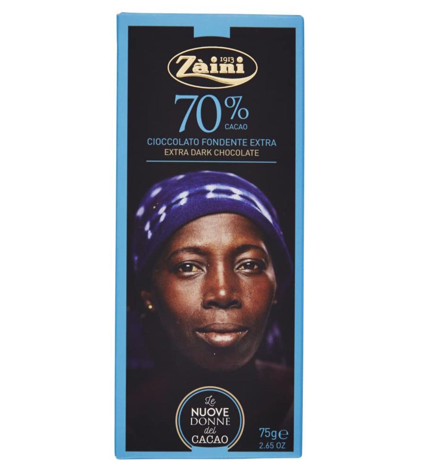 Zaini Extra Noir Dark Chocolate Bar Bars Chocolat Fonc 70% Cocoa 75g - Buy Online on GoSupps.com