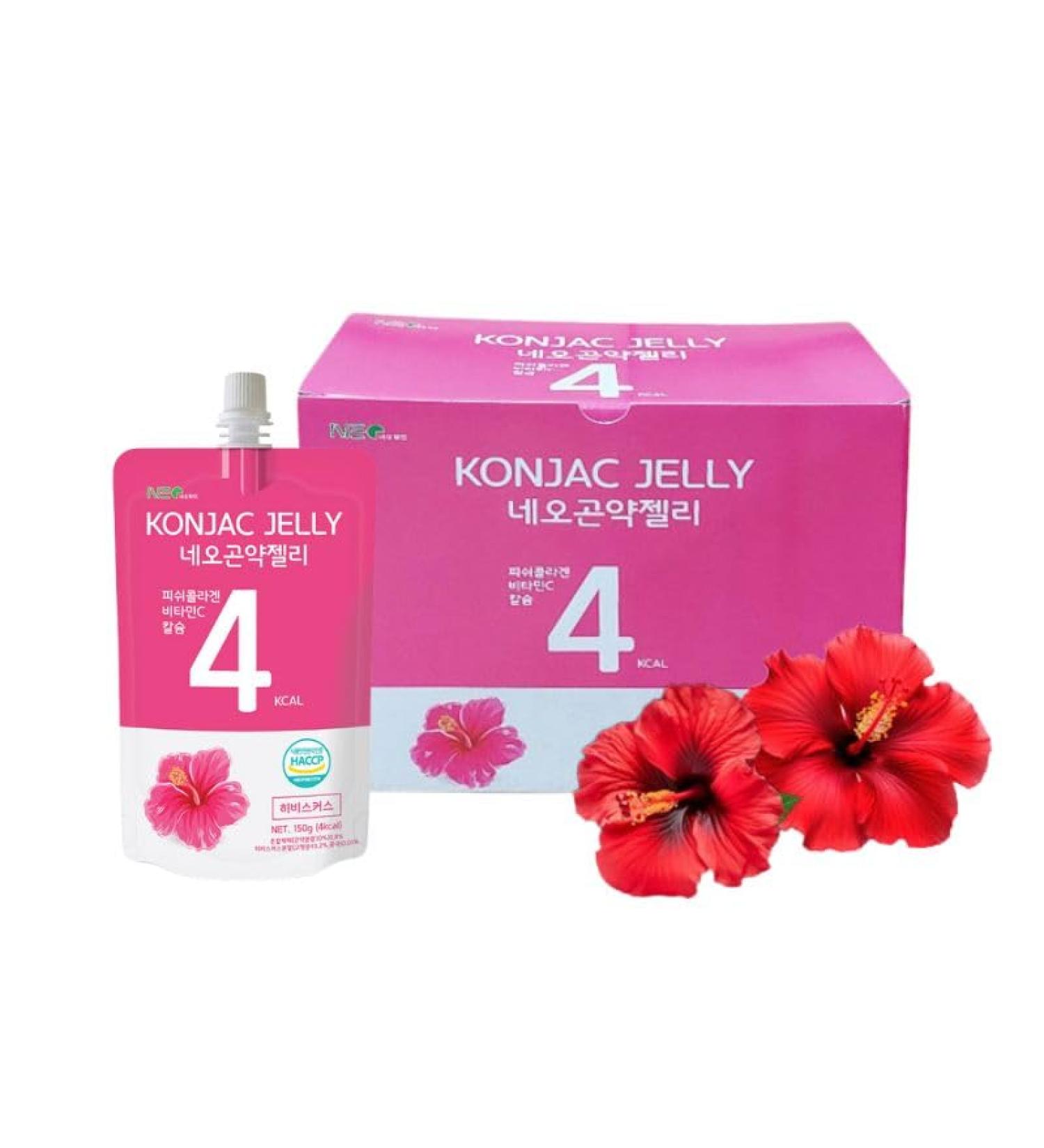 Neo Konjac Jelly Hibiscus 1box (150ml x 10 packs) 4 Calories per Pouch Sugar Free Low Calories Fruit Flavor Jelly with Low carb/Drinkable Zero Sugar Jelly Dessert - Buy Online on GoSupps.com