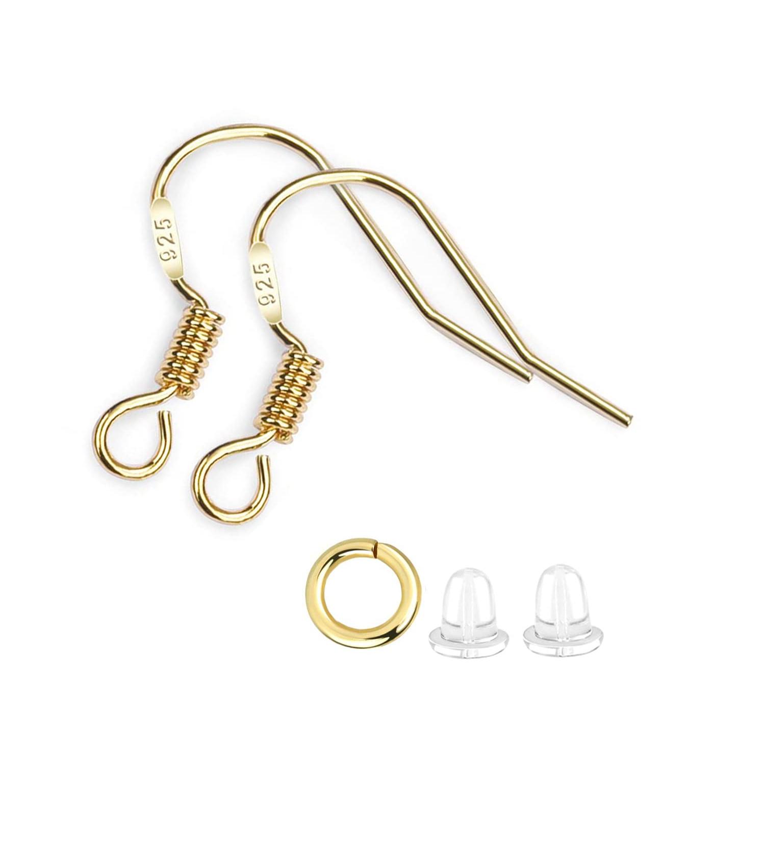 Hypoallergenic 925 Sterling Silver Earring Hooks Set with Silicone Backs and Jump Rings - 200 PCS/100 Pairs for DIY Jewelry Making - Buy Online on GoSupps.com
