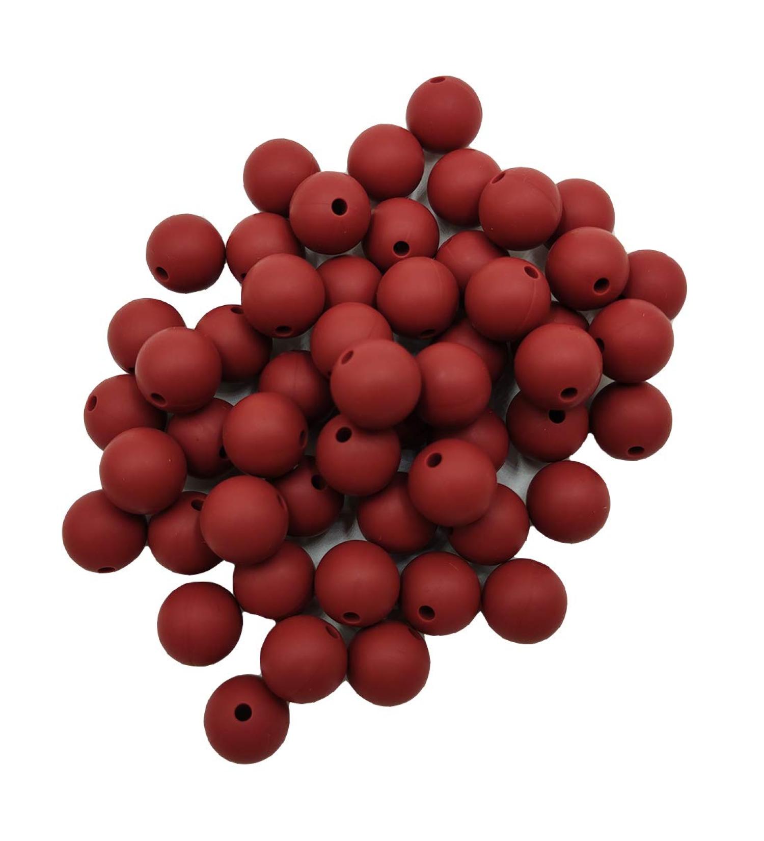 50pcs Maroon 15mm Silicone Round Beads - DIY Jewelry Making & Sensory Decoration - Buy Online on GoSupps.com