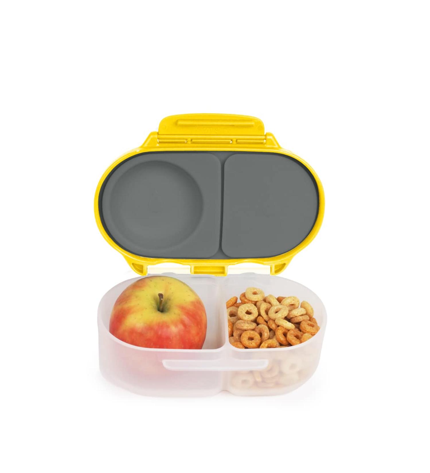 b.box Silicone Food Storage Container with Two Sealed Compartments - Reusable Snack Box for Kids - Lemon Sherbet - Buy Online on GoSupps.com