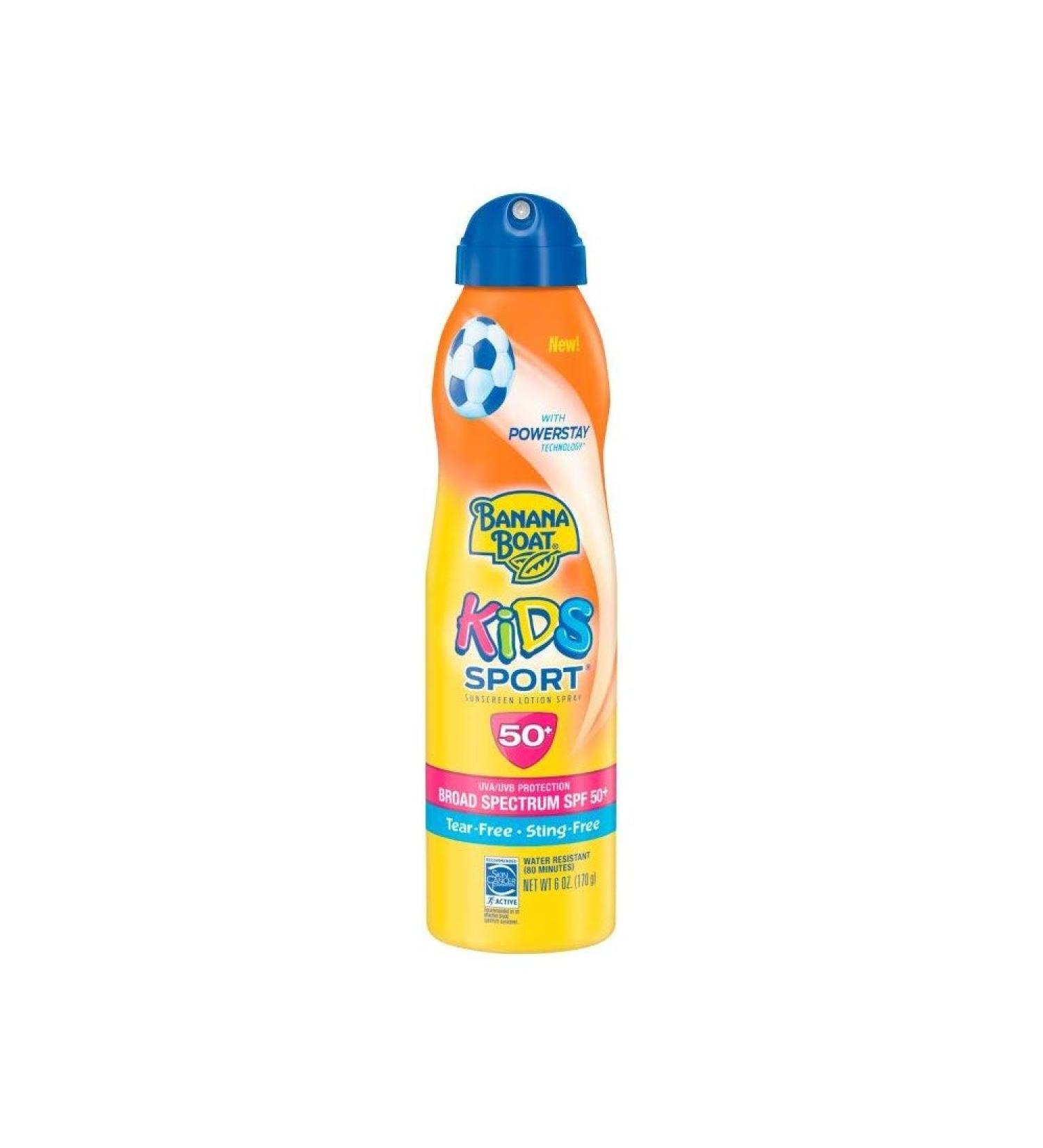 Banana Boat Kids Sport Tear-Free Sting-Free Broad Spectrum Sunscreen Lotion Spray SPF 50+ 6oz (3Pack)