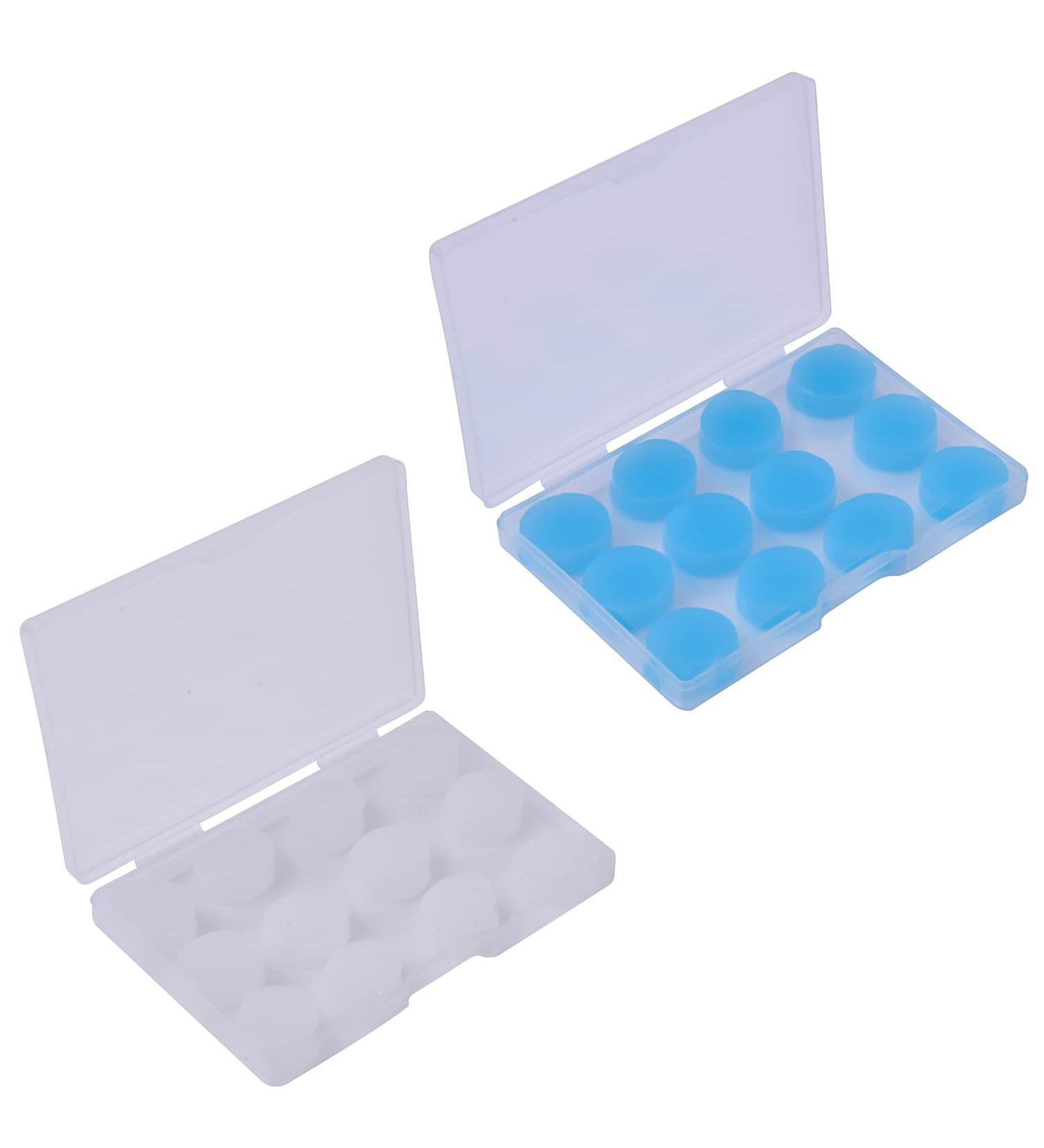 24 Pair Reusable Silicone Moldable Noise Canceling Earplugs 2 Carrying Boxes of Silicone Earplugs (White & Blue) Soft Noise Canceling Earplugs for Sleeping Swimming Airplanes and Traveling - Buy Online on GoSupps.com