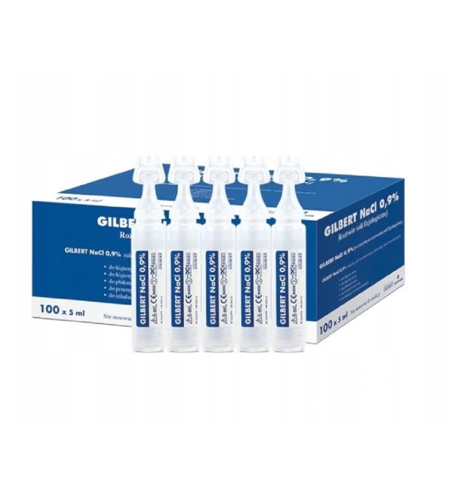 NaCl 09% Sterile Isotonic 100 NaCl 0.9% Sodium Chloride - NaCl Inhalation Saline Solution for Airway Humification 100 x 5 ml Unit Dose Vial humidifying Airway