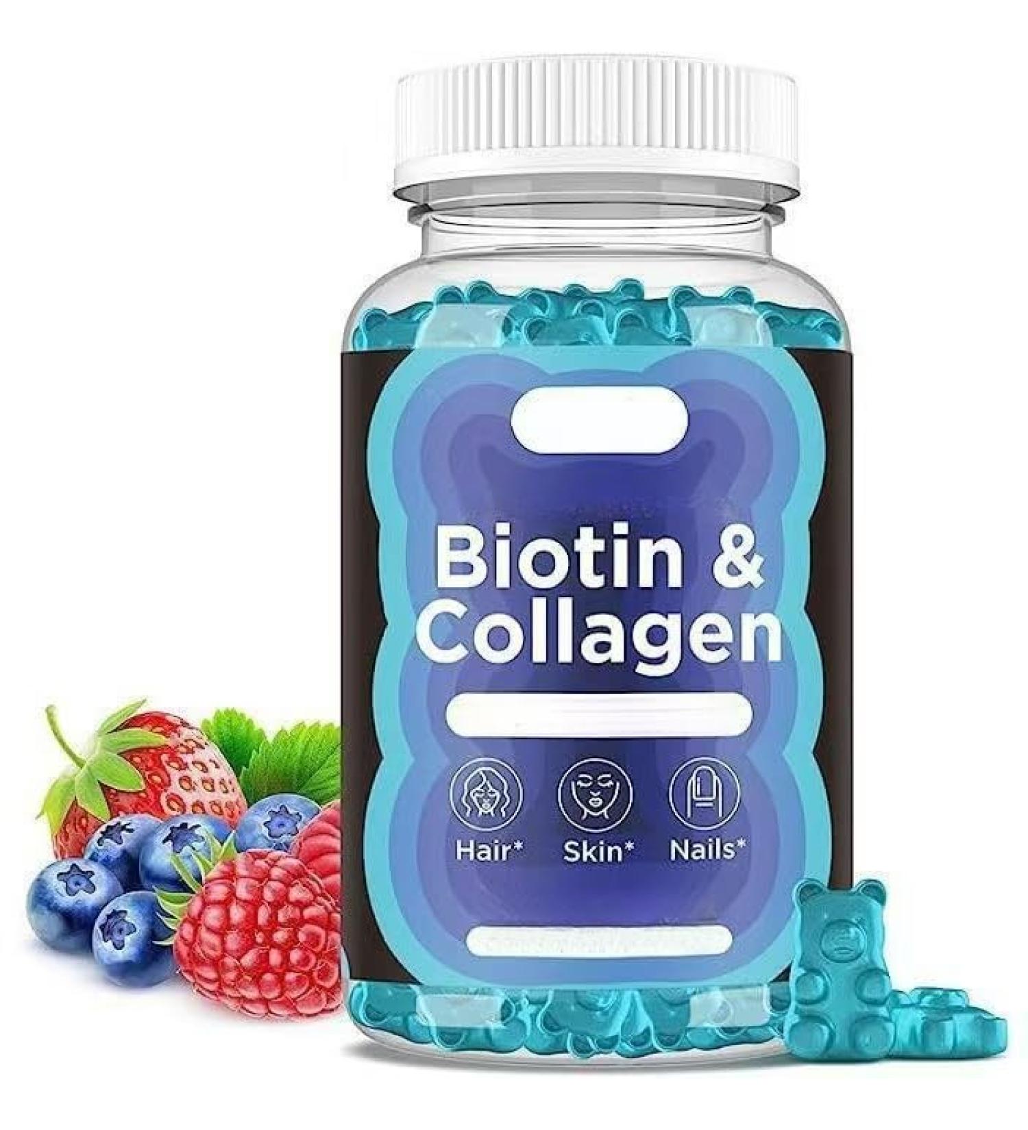 Gummies aux peptides de biotine et de collag ne Support pour cheveux peau et ongles | Convient aux hommes et aux femmes