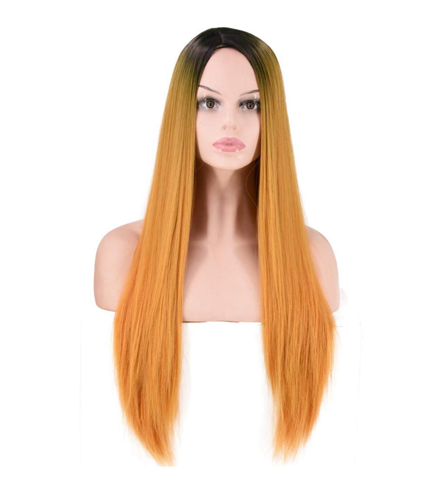 Shop Women's Long Gold Wig - Brazilian Curly & Straight Hairstyles for 50s 60s 70s 80s - International Shipping Available! - Buy Online on GoSupps.com