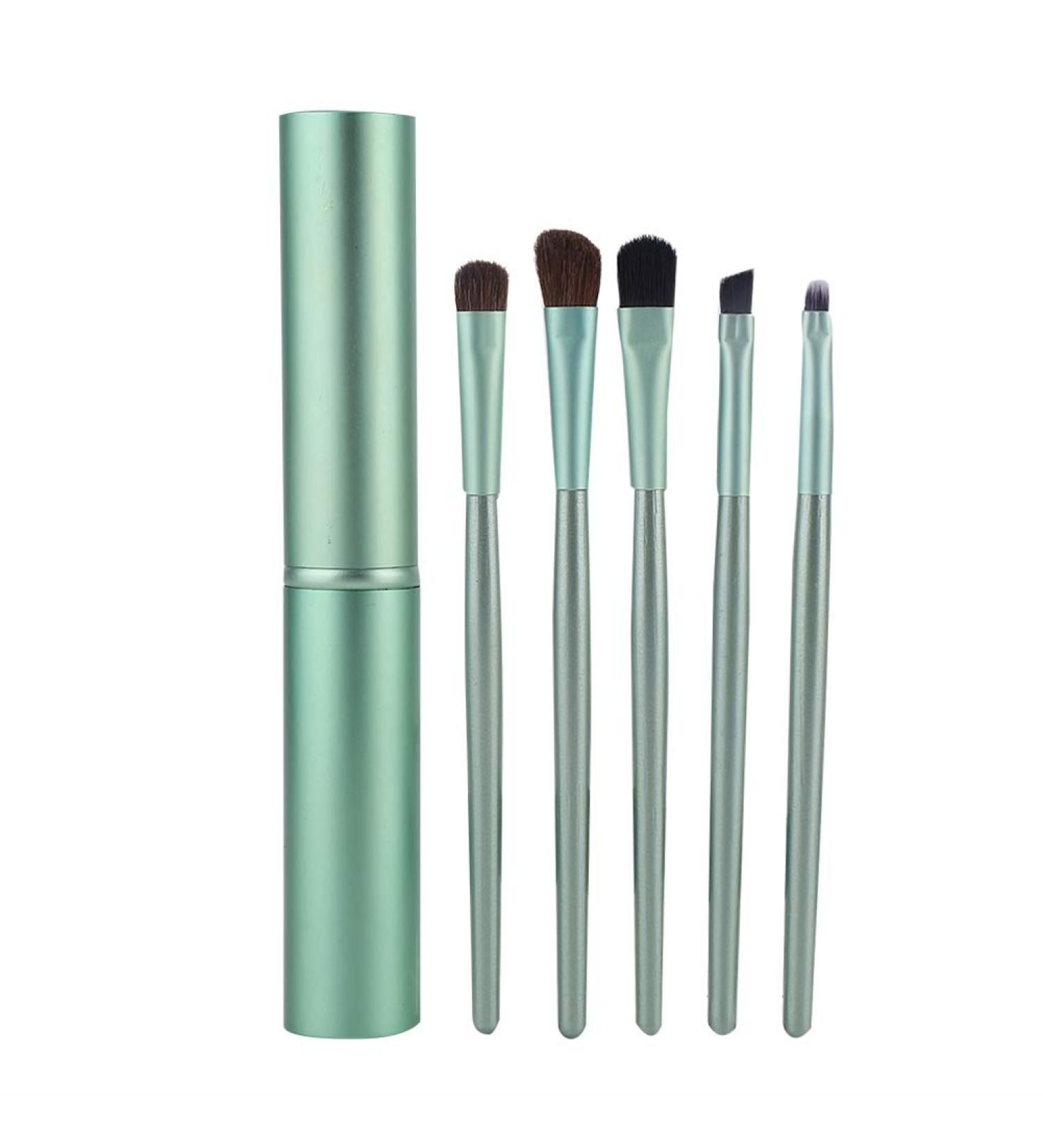 5pcs Portable Cosmetic Brush Set - Green Eye Shadow & Foundation Makeup Tools - International Shipping Available - Buy Online on GoSupps.com