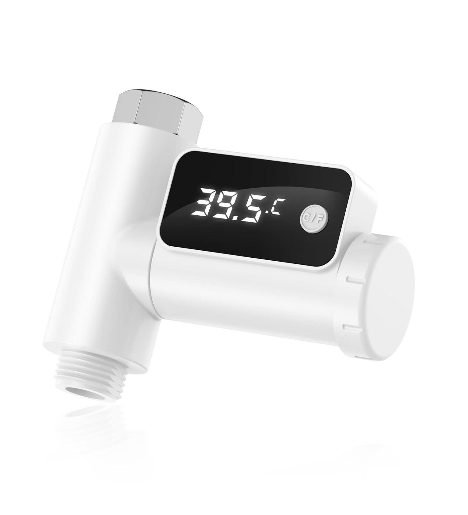 LED Display Home Water Shower Thermometer | Baby Bath Water Thermometer | Celsius/Fahrenheit Display | Rotatable Screen | White | 10.3*9*5cm - Buy Online on GoSupps.com