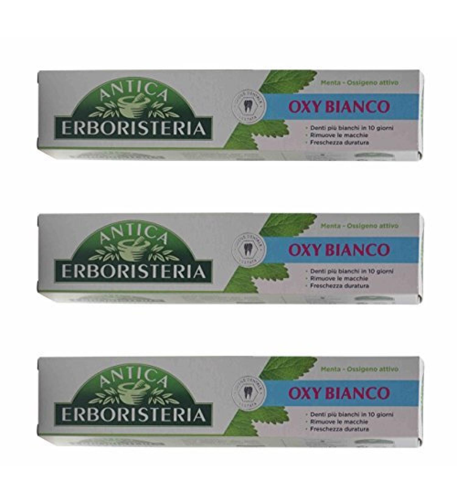 "Oxy Bianco" Whitening Toothpaste - 2.5 Fluid Ounces (75ml) Tubes (Pack of 3) Italian Import