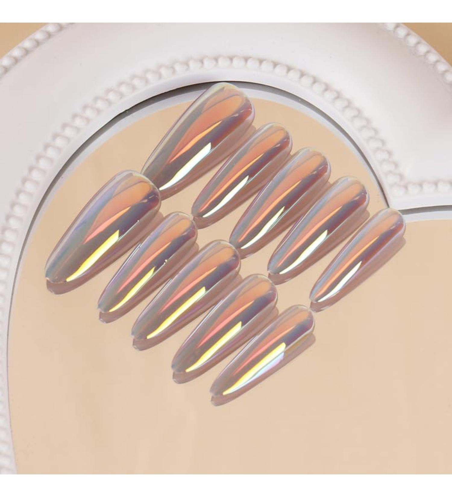 24Pcs/Set Press On Nails Advanced electroplating and dazzling bright colors long False Nails Acrylic Fake Nails Full Cover Nails Tips Artificial Finger Manicure Press on nails for Women and Girls - Buy Online on GoSupps.com