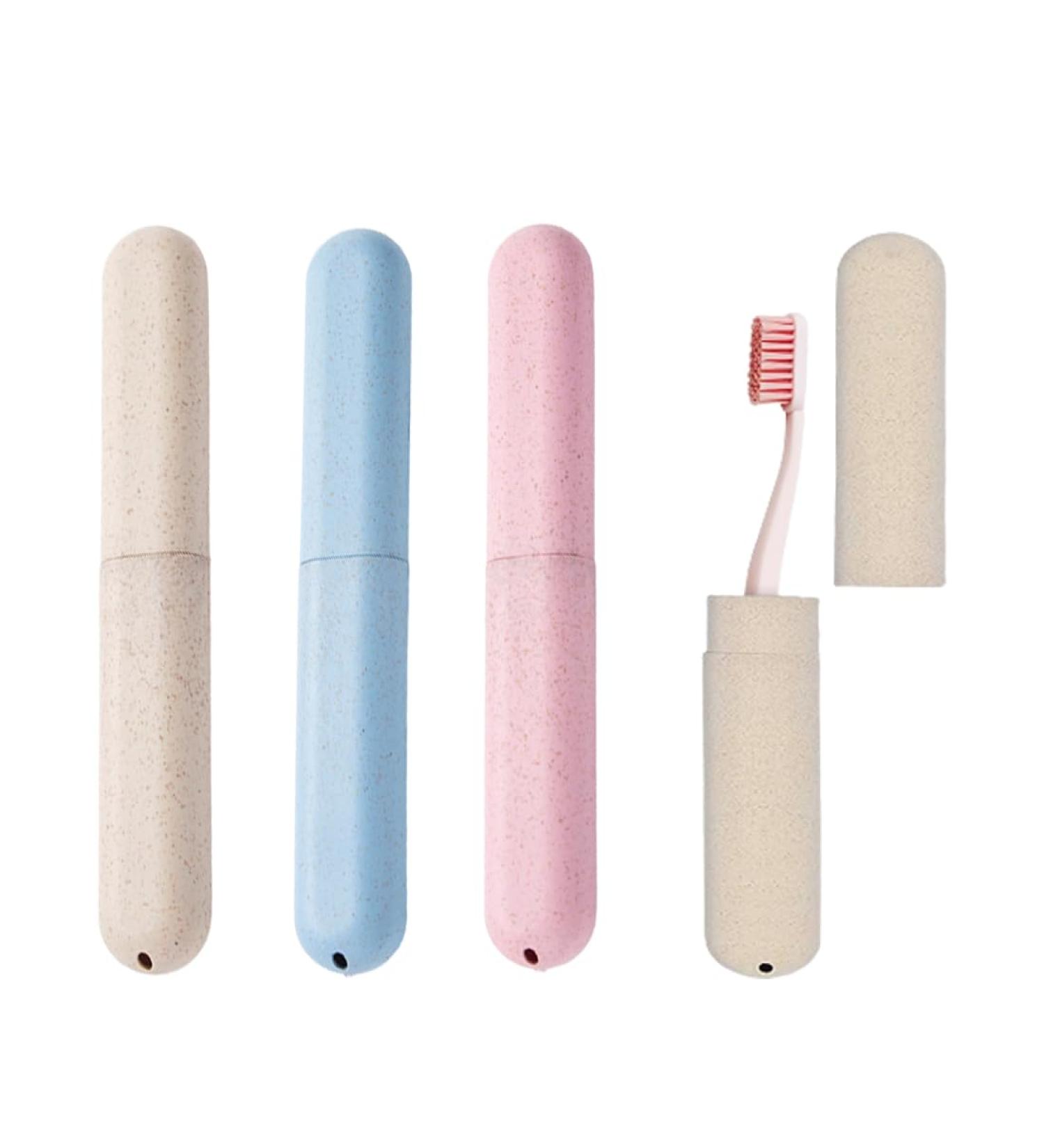Assyknm 3x Portable Toothbrush Case - Trip-Friendly with Soil Ventilation - Beige Blue & Pink Covers for Home & Business - Buy Online on GoSupps.com