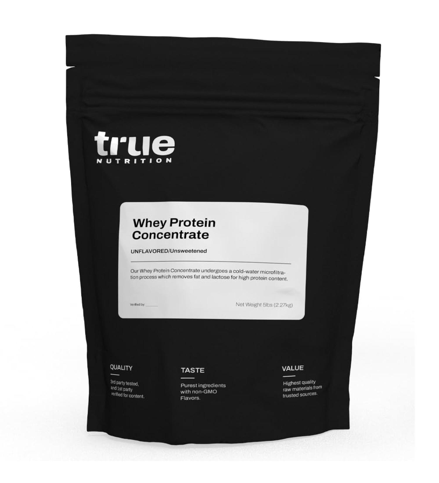 True Nutrition - Whey Protein Concentrate - 100% Whey Protein Powder - Fast Acting Low Carb Protein Powder with Essential Amino Acids - High in Leucine (Unflavored 5 lb.) Unflavored 5 Pound (Pack of 1)