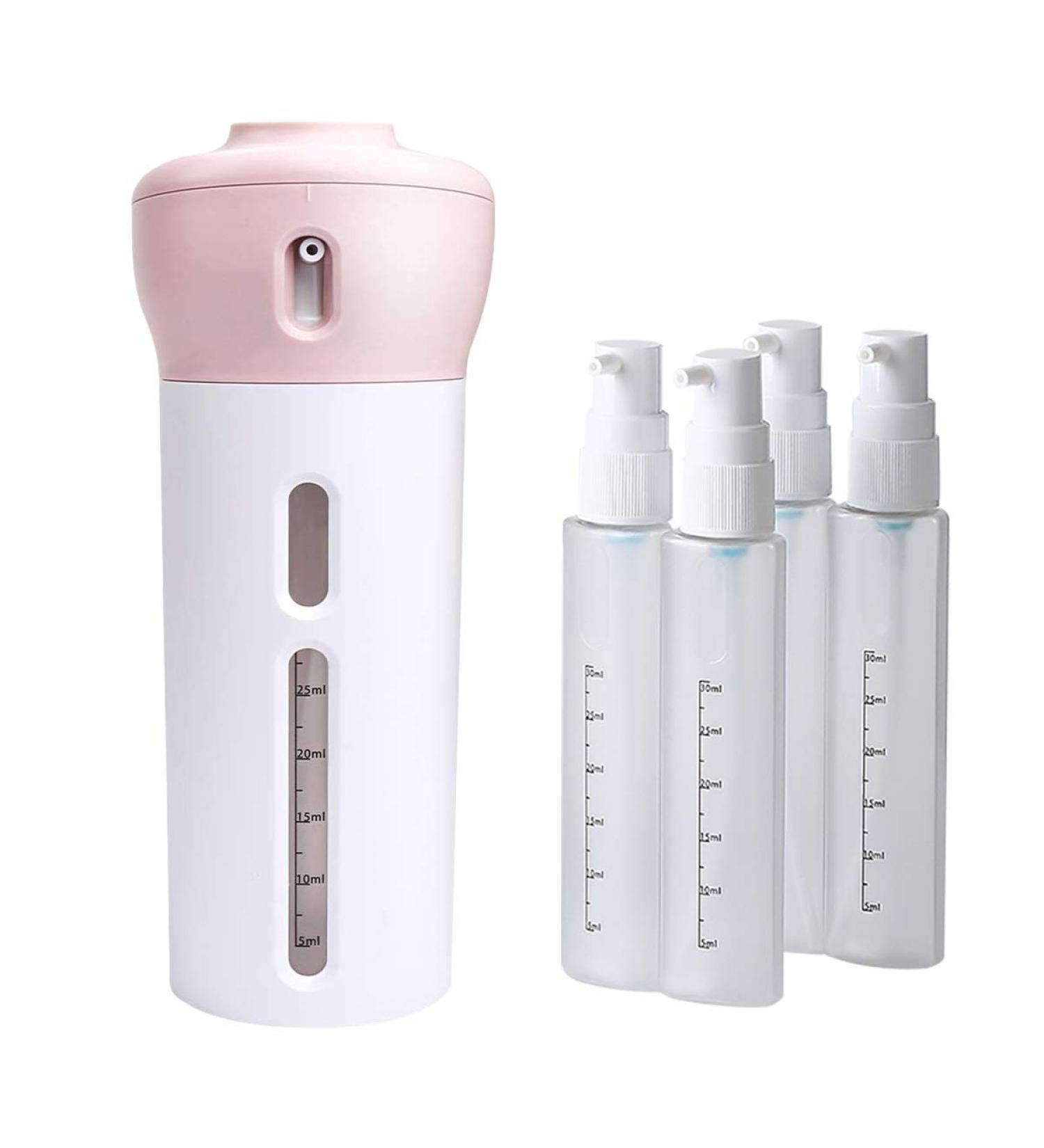 Buy Refillable Travel Bottles - 4-in-1 Leak-Proof Dispenser for Shampoo Conditioner Lotion & Body Wash - Rosa - Buy Online on GoSupps.com