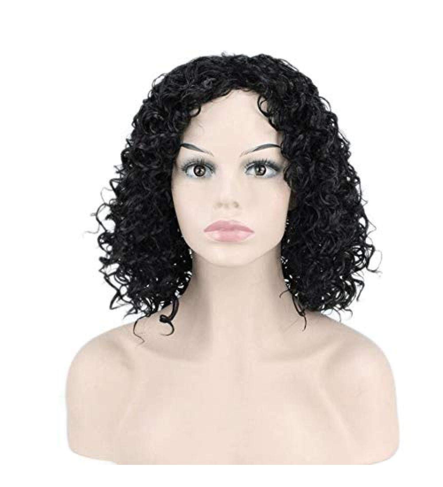 BGHJUE Short Curly Wig - Brazilian Lace Front Human Hair Wig with Baby Hair 35cm Black - International Shipping - Buy Online on GoSupps.com