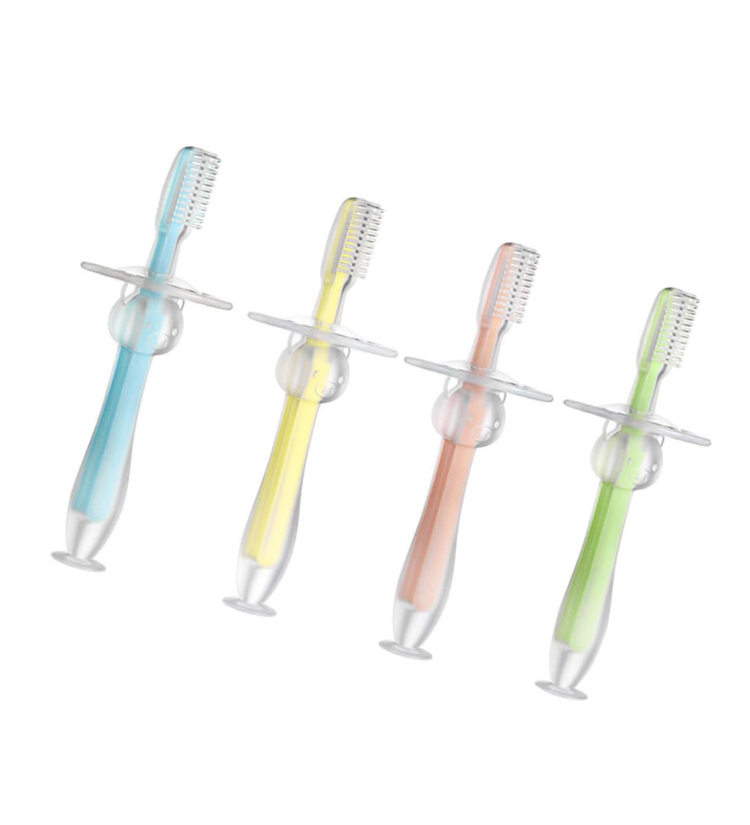 Buy Healvian 4-Piece Silicone Toddler Toothbrush Set - Infant & Suction Training Brush - Buy Online on GoSupps.com