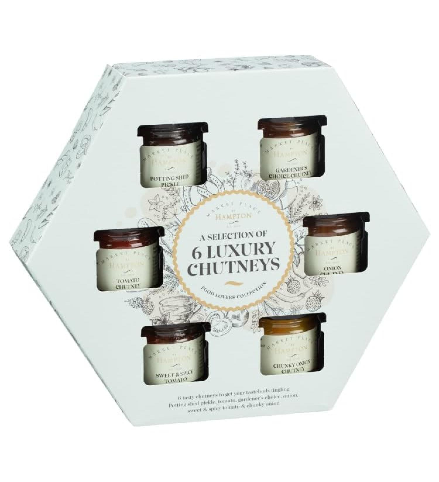 RA-HOMESTORE Hampton Chutney Selection Gift for them with a total of six different flavoured preservatives making up a tasty collection 6pk 210g
