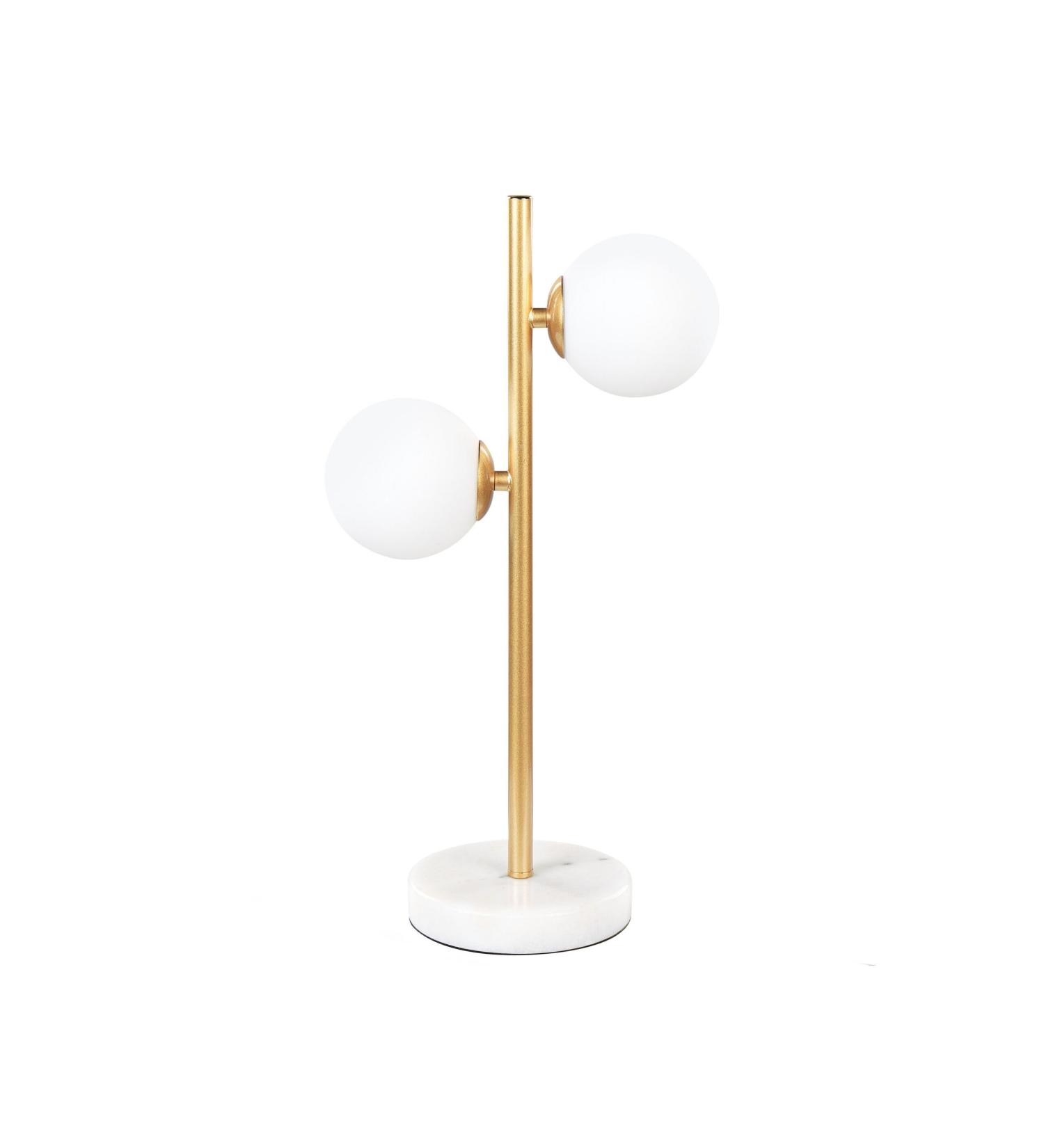 Elegant Medina 2-Bulb Table Lamp - Gold & White Metal/Glass Design | International Shipping Available - Buy Online on GoSupps.com