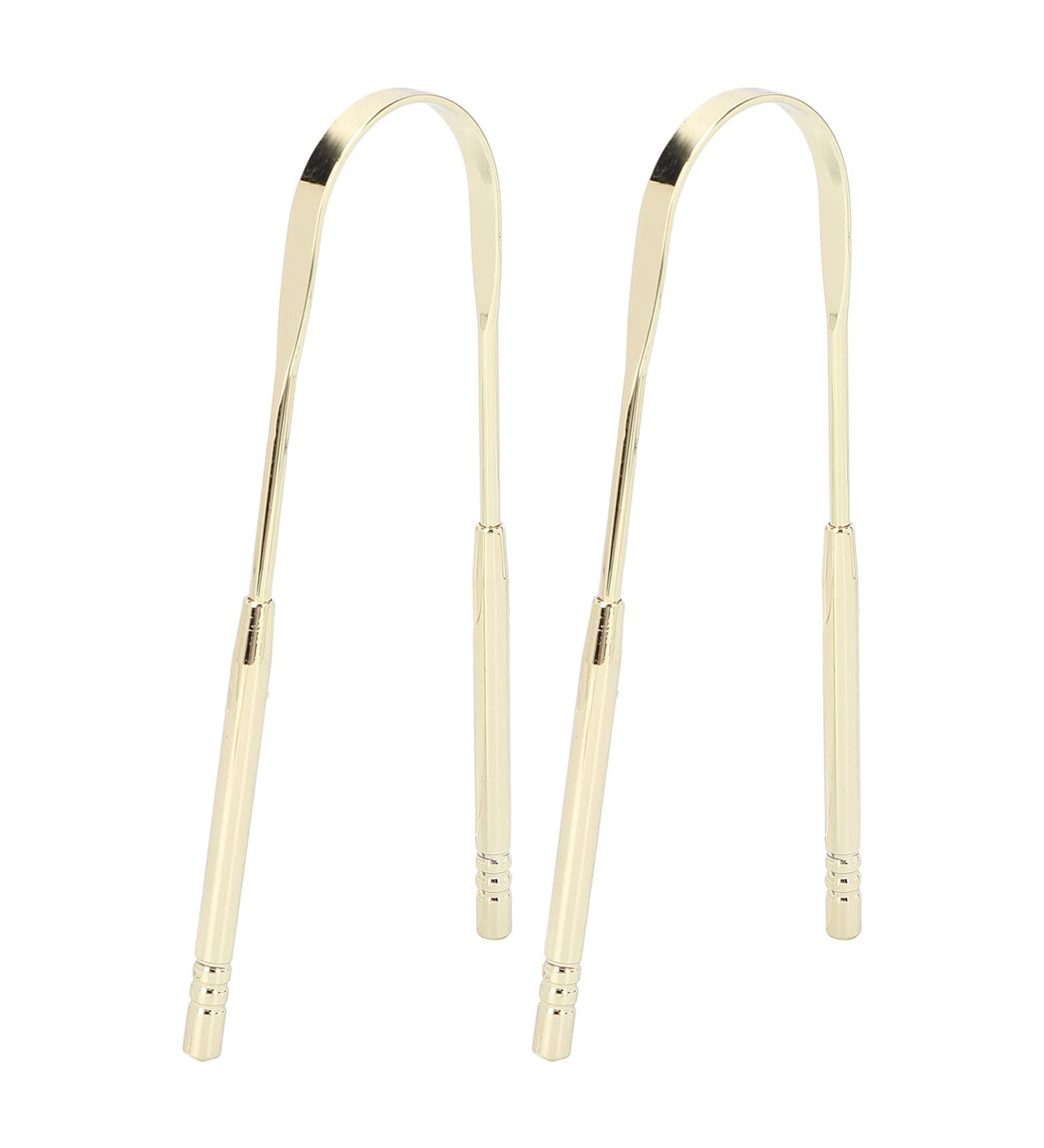 U-Shaped Tongue Cleaner Tool - 2 Pieces for Fresh Breath & Oral Hygiene | Flexible Gold Tongue Cleaning for Adults - Buy Online on GoSupps.com