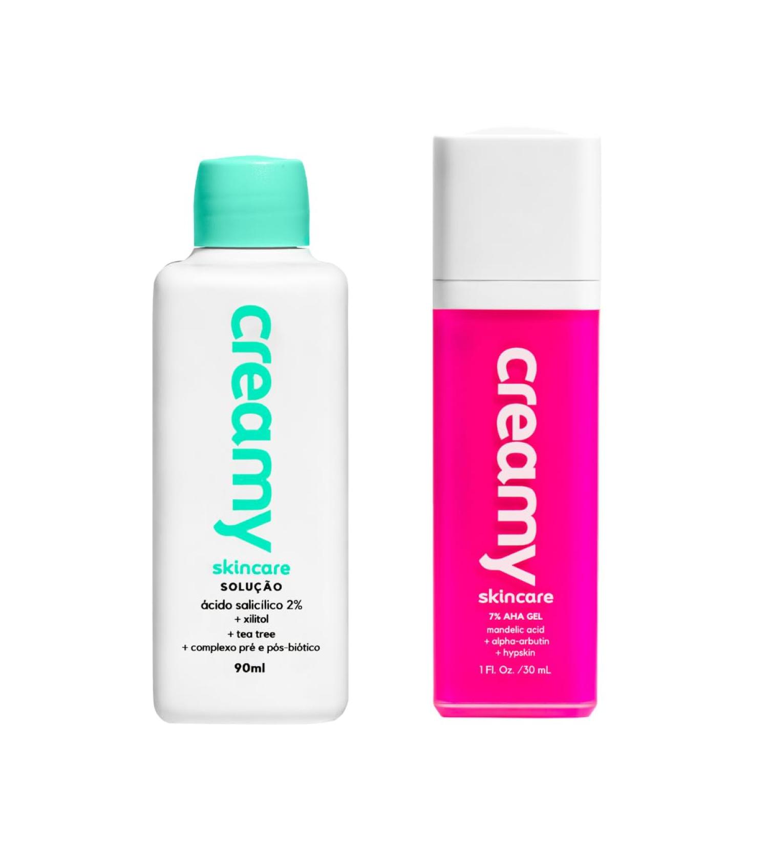 CREAMY Duo Advanced Acne Treatment | Salicylic Acid Toner + Blemish Control 7% Mandelic Gel | Anti-Acne Solution for Clear Skin | Effectively unclogs pores | Acne and Dark Spot Remover for Face. - Buy Online on GoSupps.com