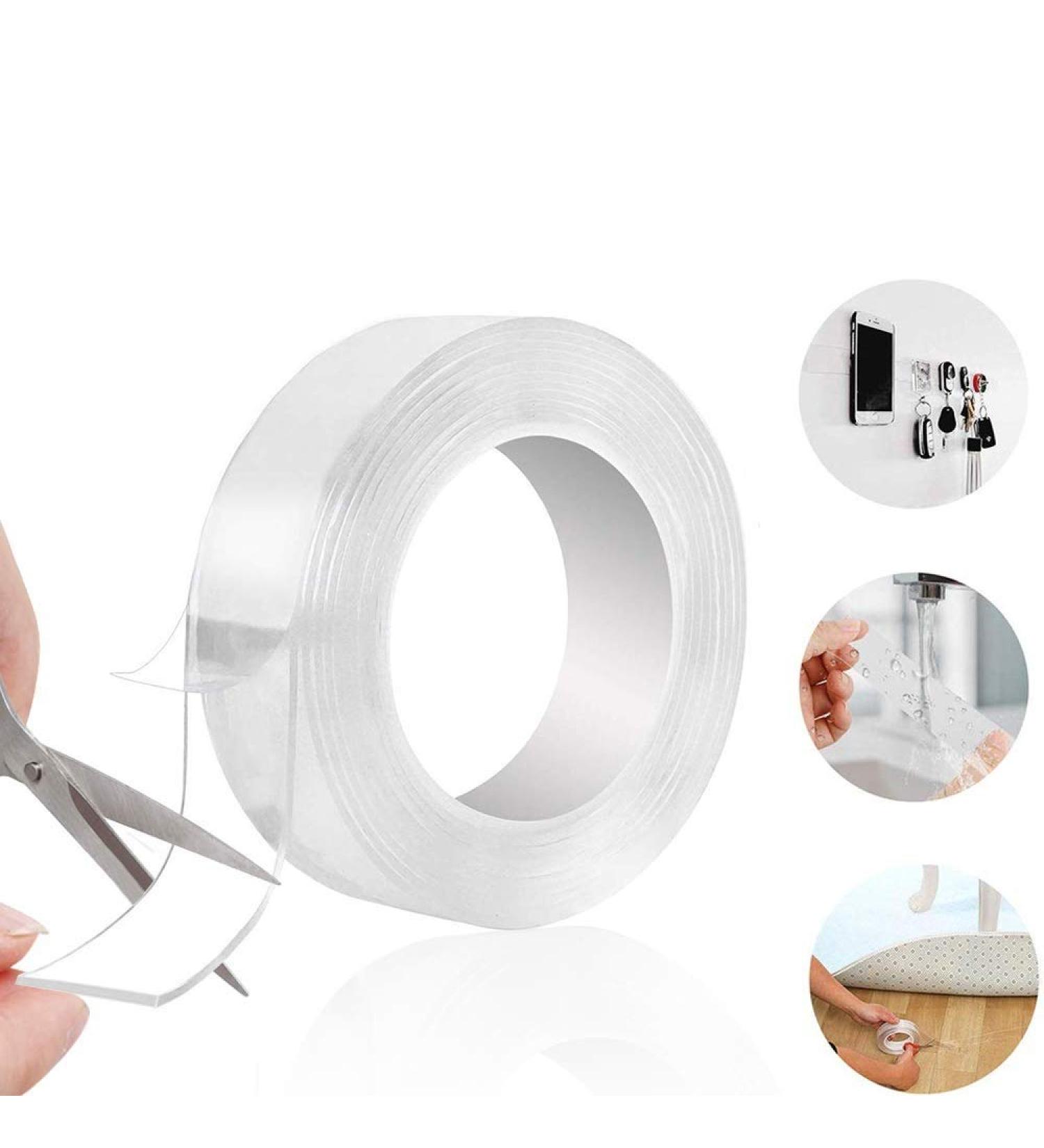 JSITON Nano Grip Tape 16.5 FT x 1.2 Inch Reusable Removable Washable Double Sided Sticky Strips Seamless Traceless Tape Adhesive Kitchen Holder Clear-16.5ft - Buy Online on GoSupps.com