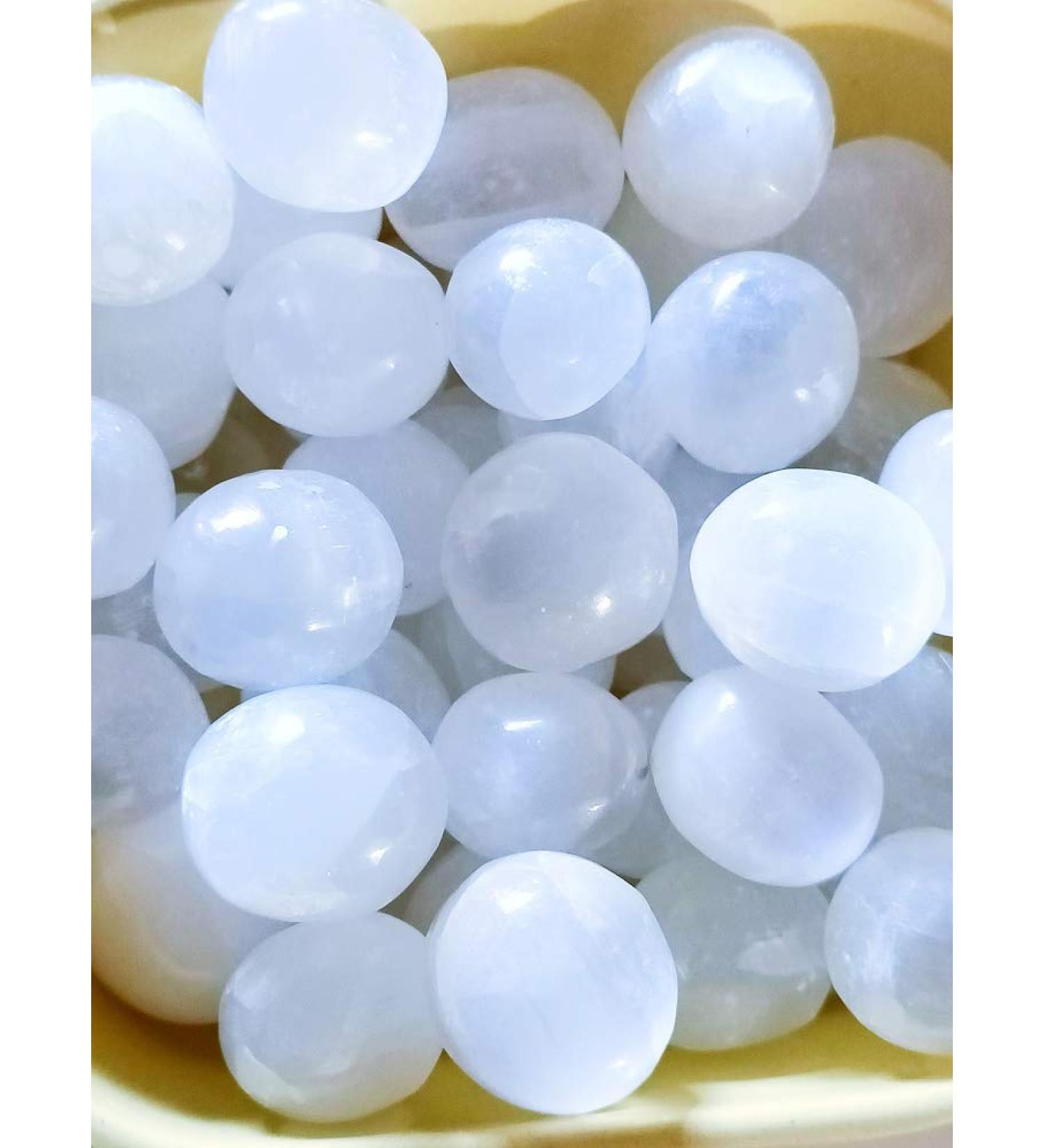 Crystals Tumbled Selenite Tumble Stone - A Grade Quality 1 and 5 Stone Packs (1)