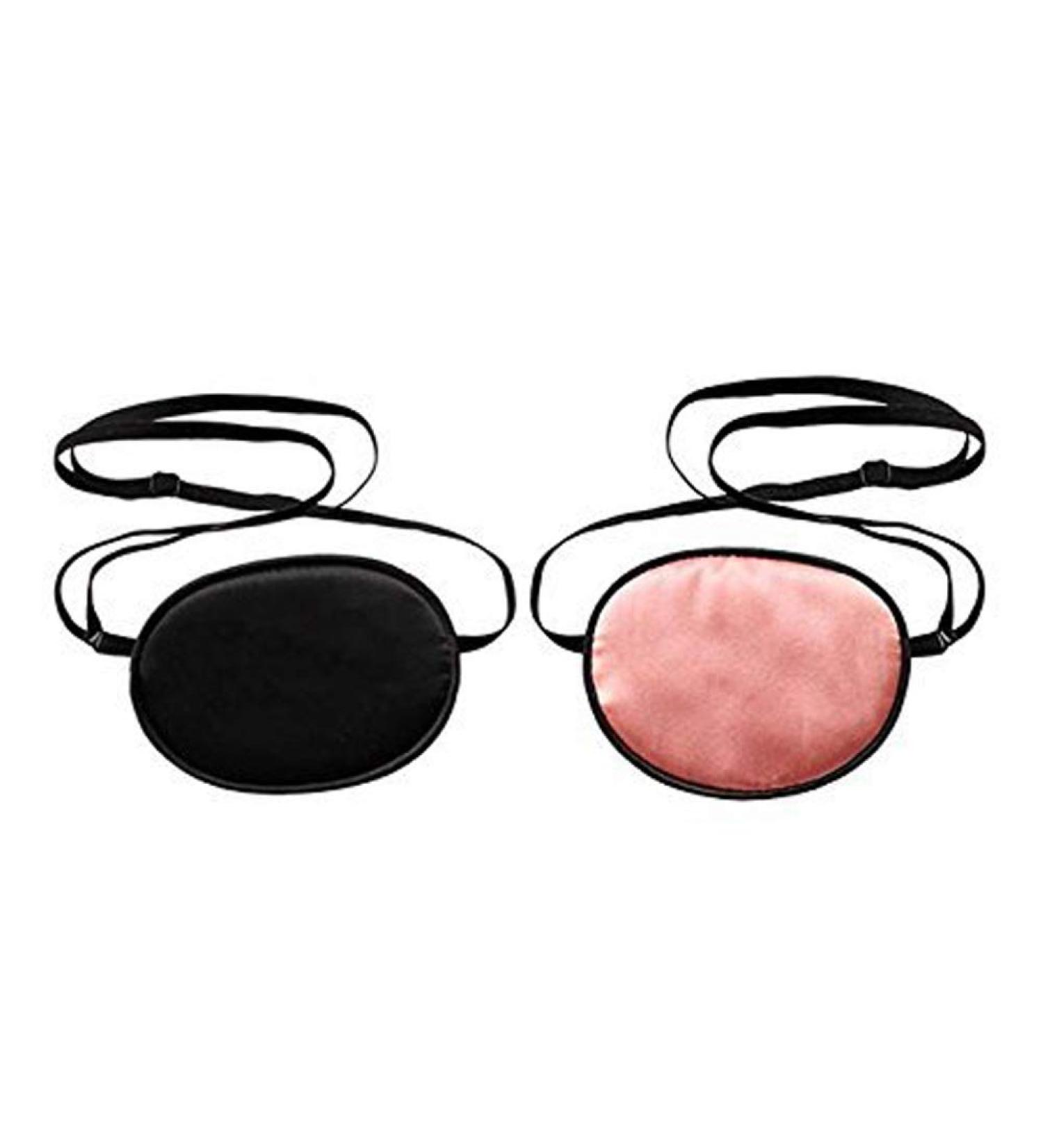 Silk Eye Patch Set for Adults - Adjustable Soft Eye Patches in Black and Pink for Lazy Eye, Amblyopia, and Strabismus - 2 Pieces - Buy Online on GoSupps.com