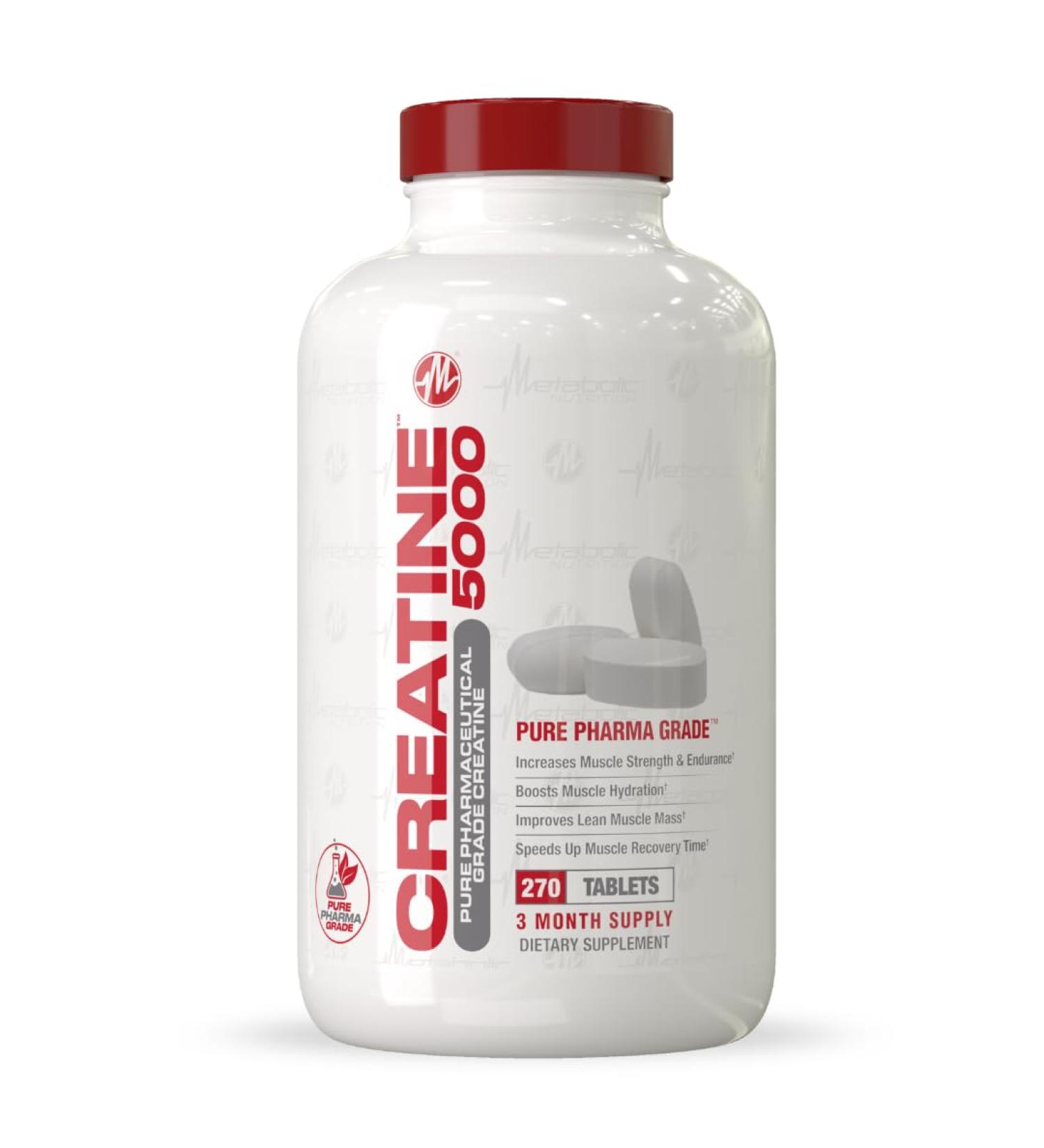 Metabolic Nutrition Creatine5000 Tablets 5000mg Creatine Monohydrate Athletic Performance Support (270) 270 Count (Pack of 1)