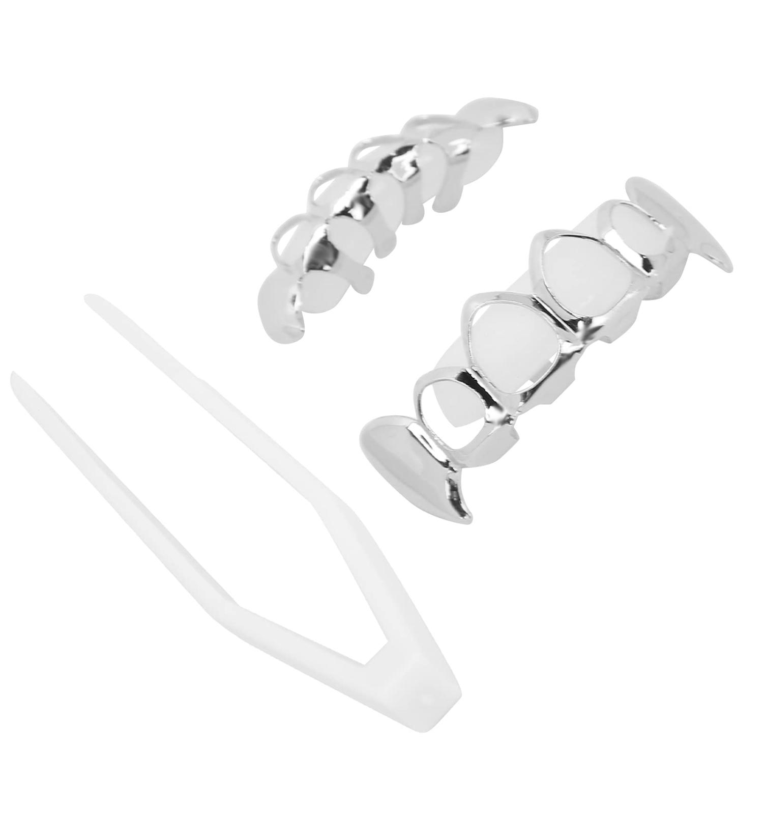 Plating Teeth Brace Brass Serial Number YHYT1046 Silver Teeth Braces Teeth Brace for Halloween Party for Hip Hop Fashion Show for Concert for Birthday Present(Silver) - Buy Online on GoSupps.com